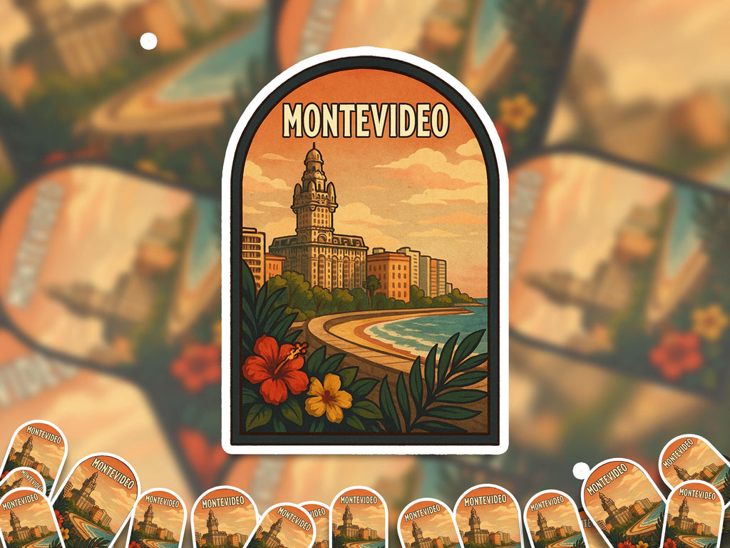 Montevideo Uruguay Sticker, Vintage City Vinyl Decal, Retro Travel Lover Collection, Journal Scrapbook