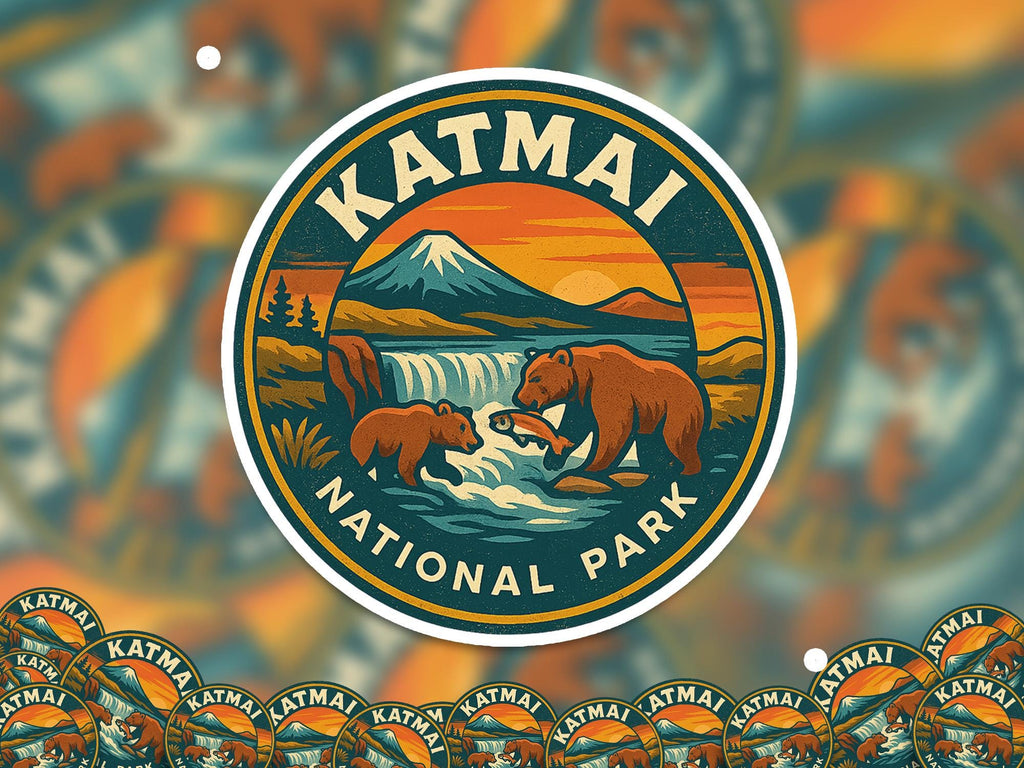 Katmai National Park Sticker, Retro Vinyl Waterproof Decal, Vintage USA Travel Collection