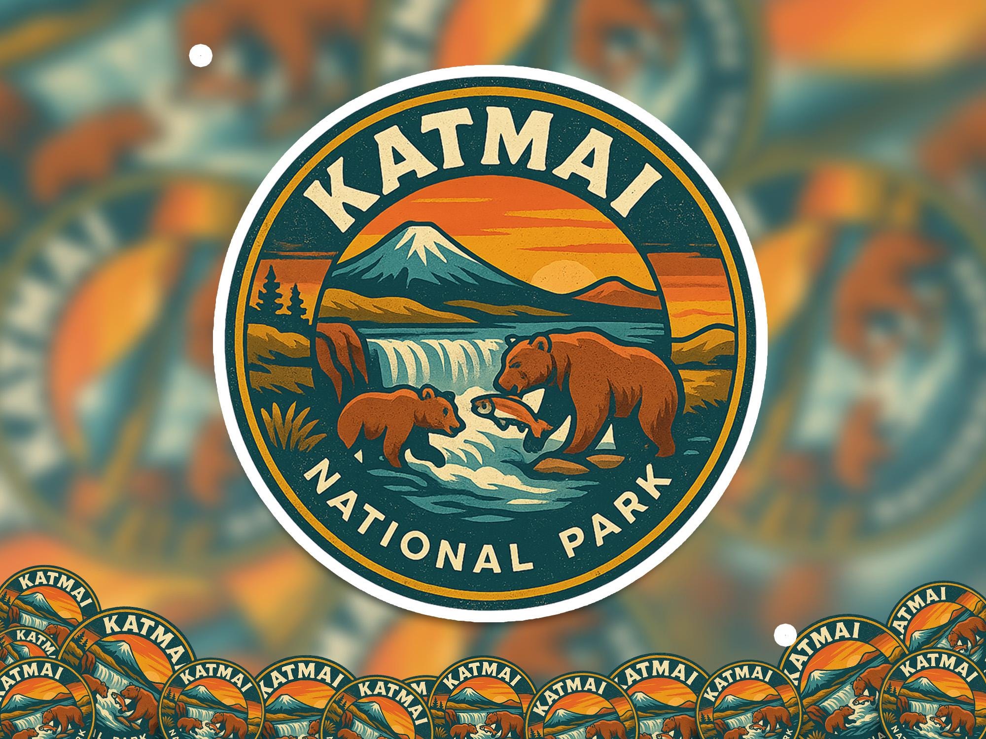 Katmai National Park Sticker, Retro Vinyl Waterproof Decal, Vintage USA Travel Collection