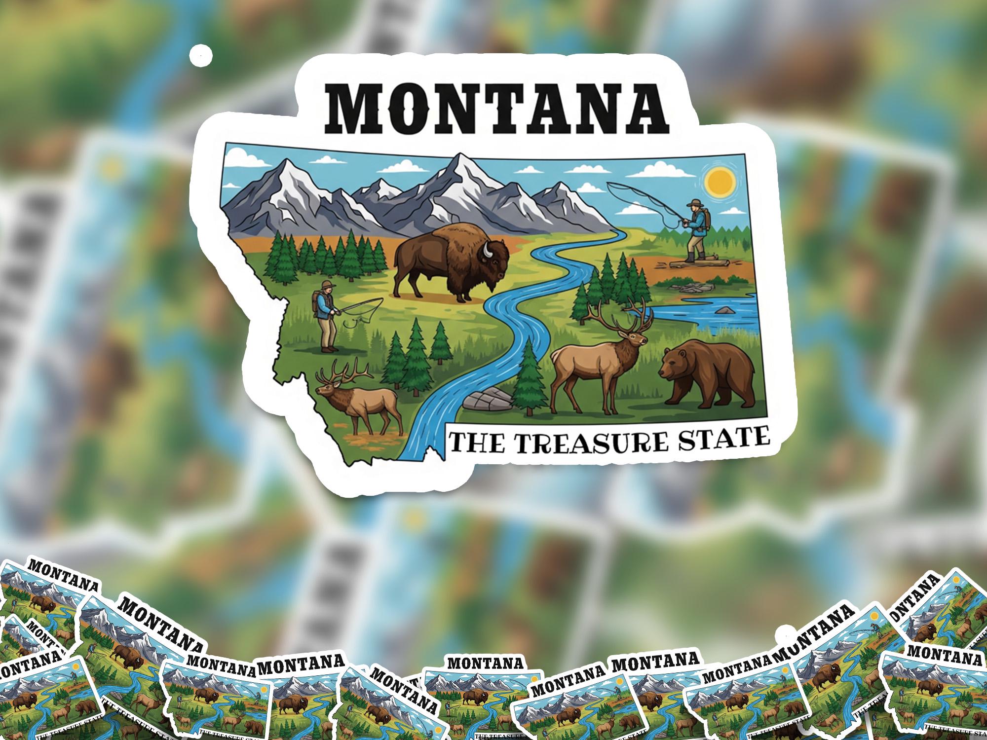 Montana State Sticker, USA Kiss-Cut Vinyl, Landmark Waterproof Decal, United States Travel Collection