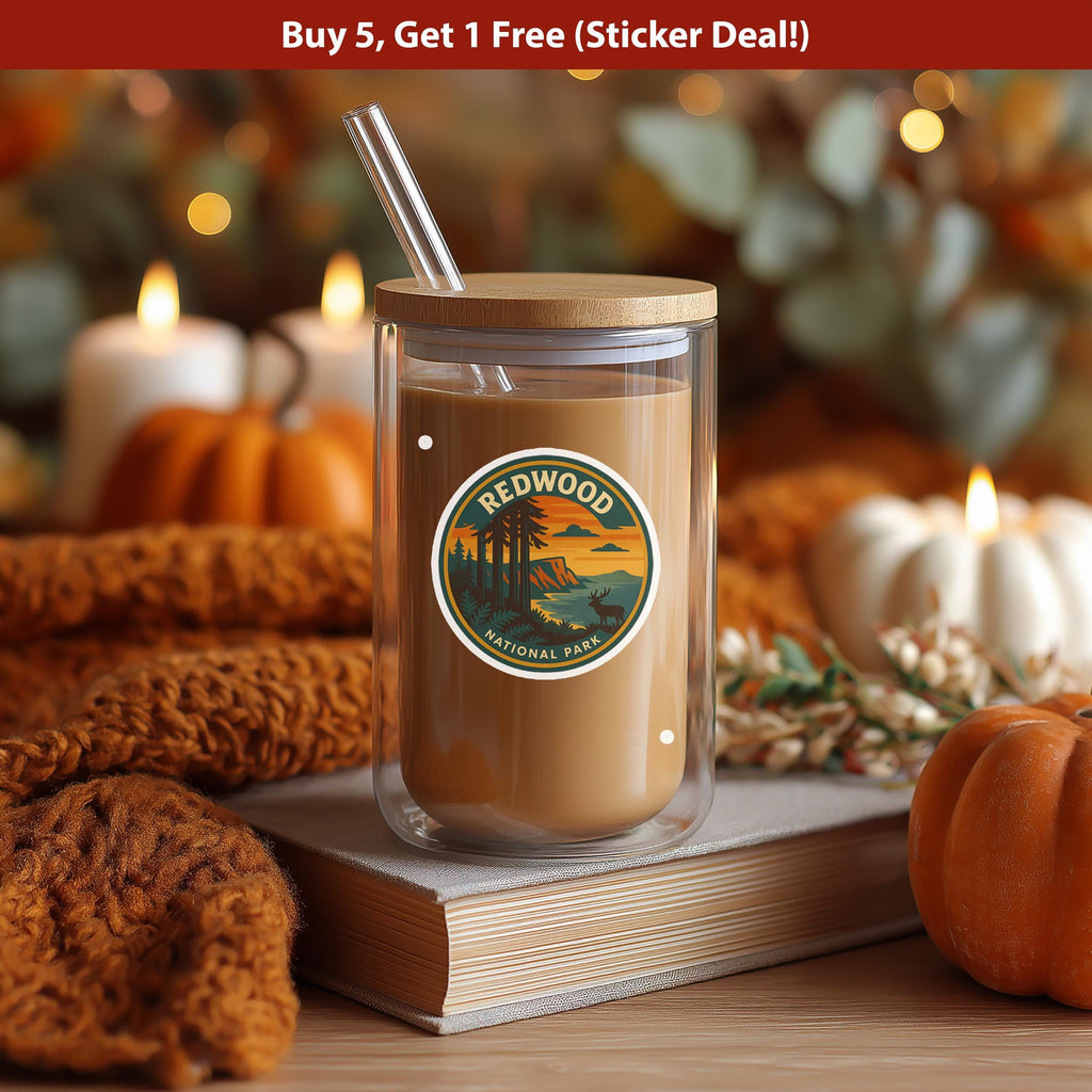 Redwood National Park Sticker, Retro Vinyl Waterproof Decal, Vintage USA Travel Collection