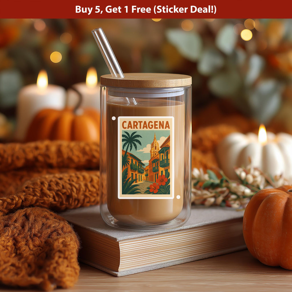 Cartagena Colombia Sticker, Vintage City Vinyl Decal, Retro Travel Lover Collection, Journal Scrapbook