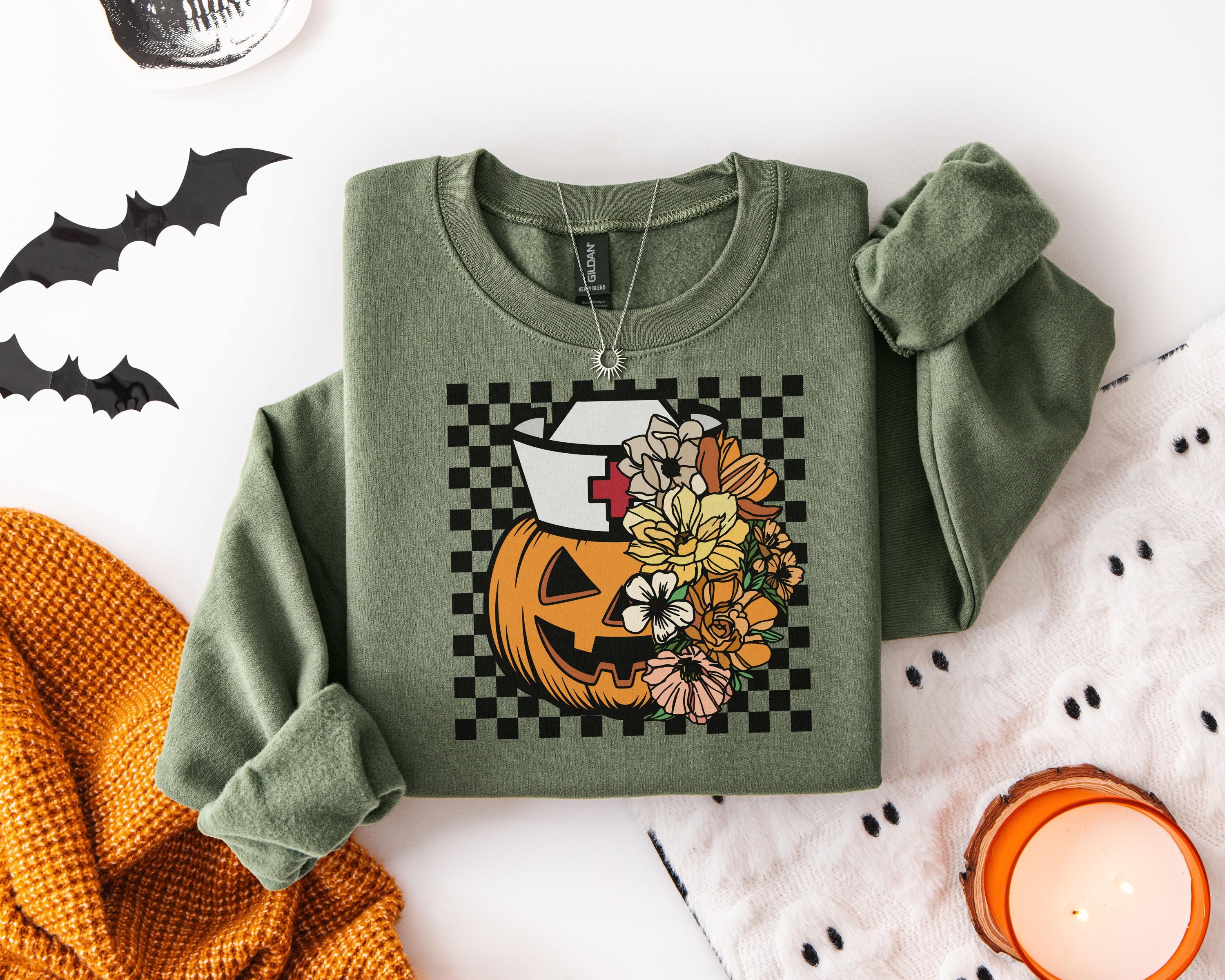 Halloween Nurse Sweatshirt, Pumpkin Ghost RN Shirt, Cute Spooky Nurse Top, Fall Nurse Outfit, Gift for Nurse, Halloween RN Apparel