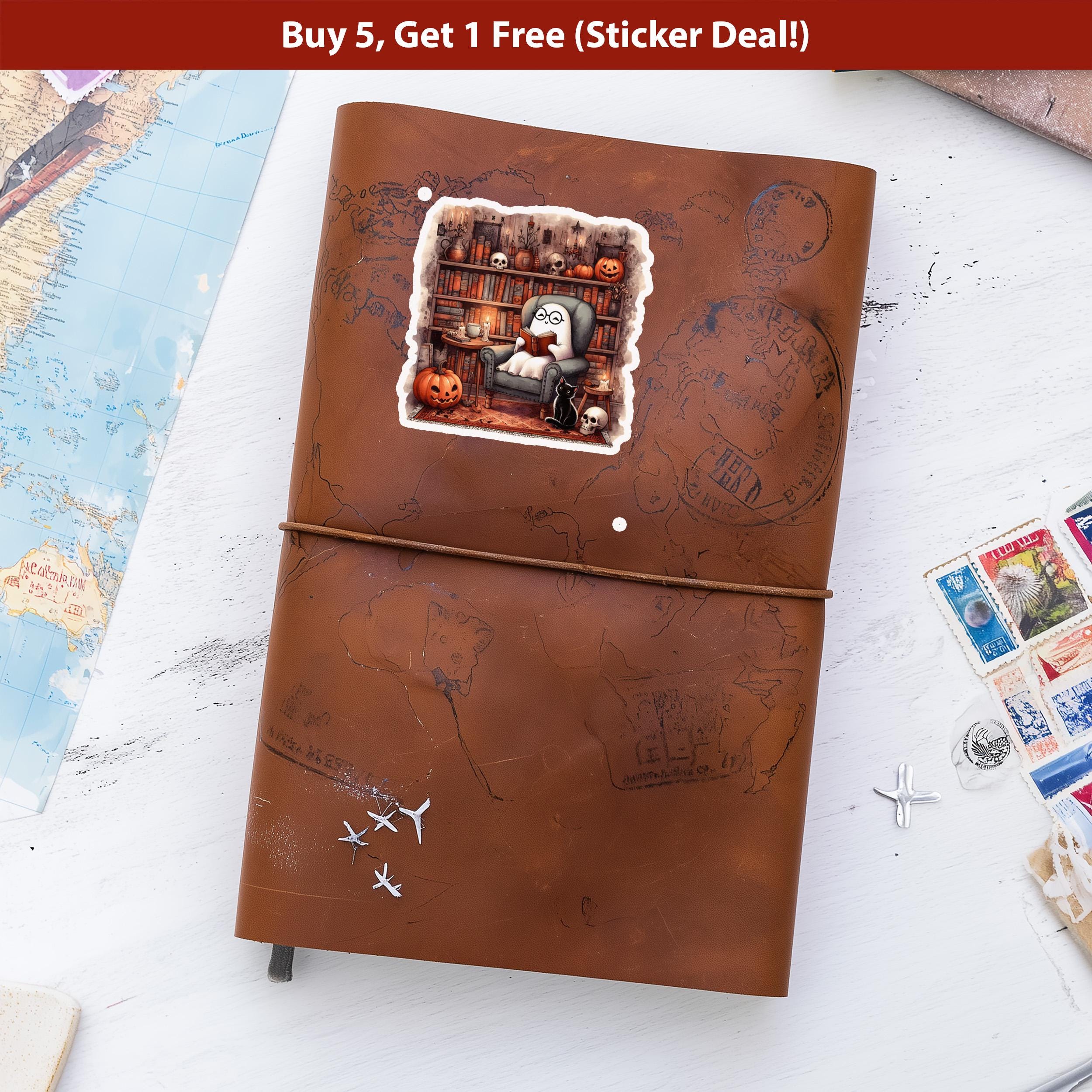 Ghost Library Book Reader Sticker, Book lover Cute Halloween Spooky Vinyl Decal