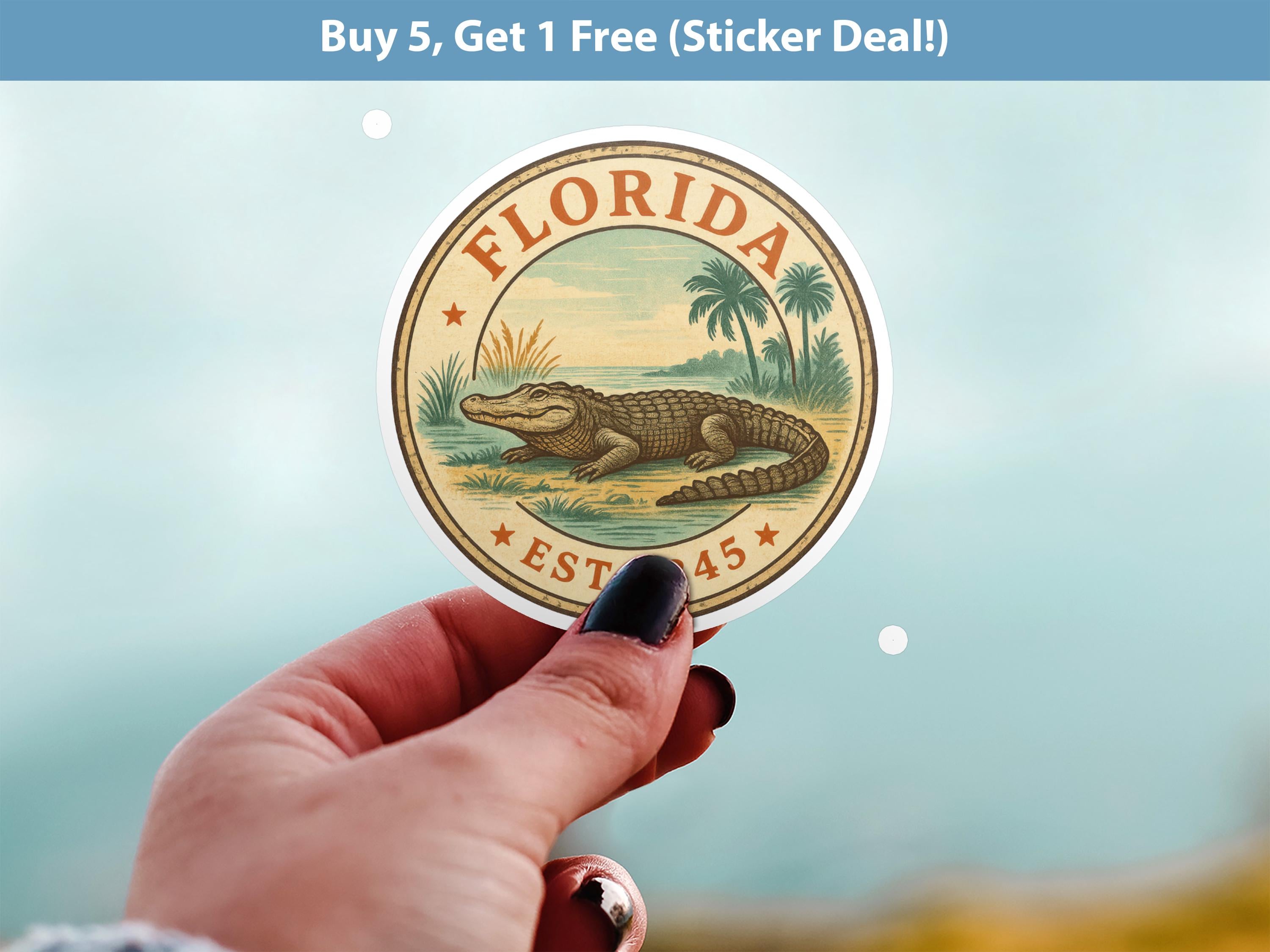 Florida Sticker, Vintage US States Retro Decal, Waterproof Retro Travel Collection for Laptop Tumbler