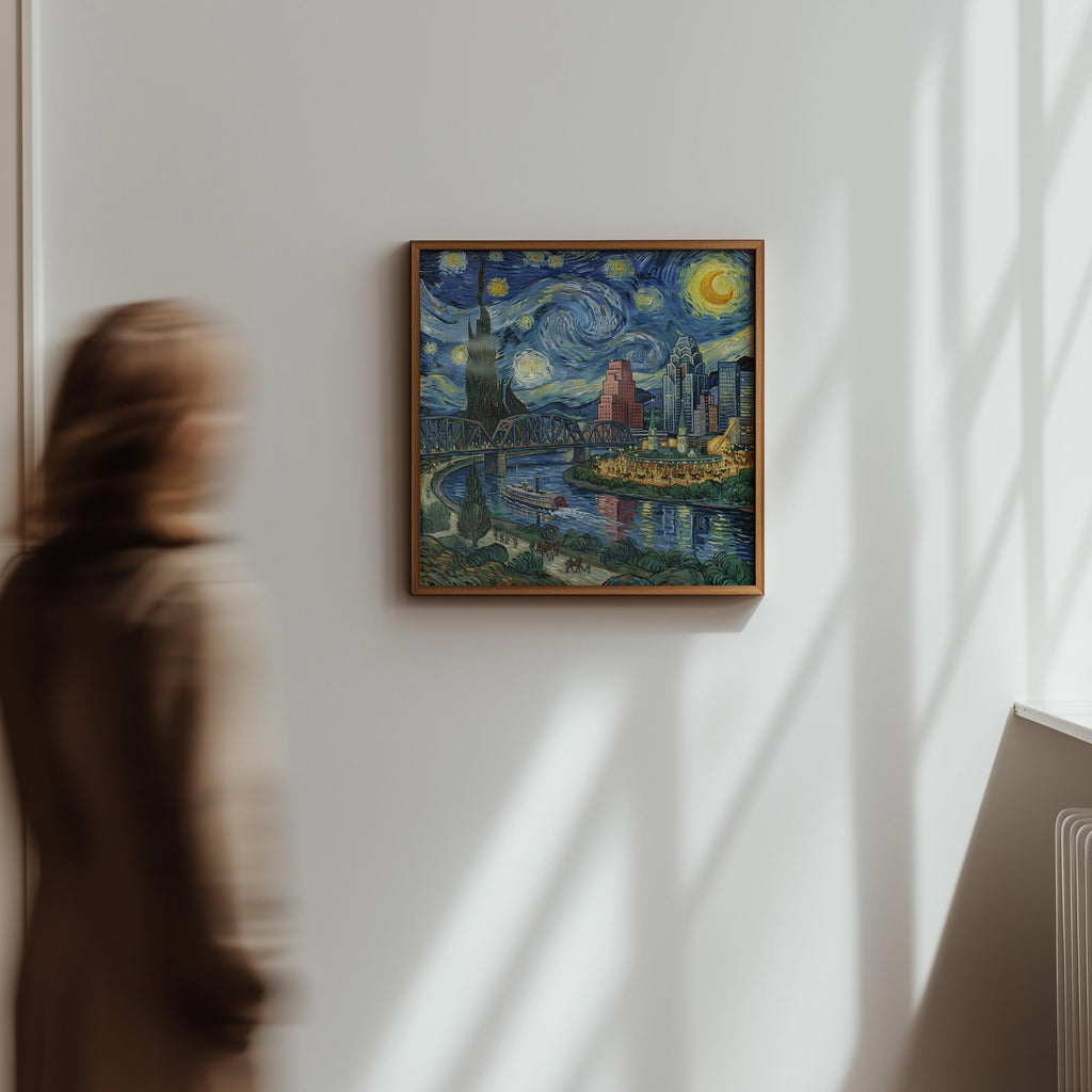Louisville Kentucky Starry Night Wall Art, Van Gogh Print, Travel Gift Home Decor
