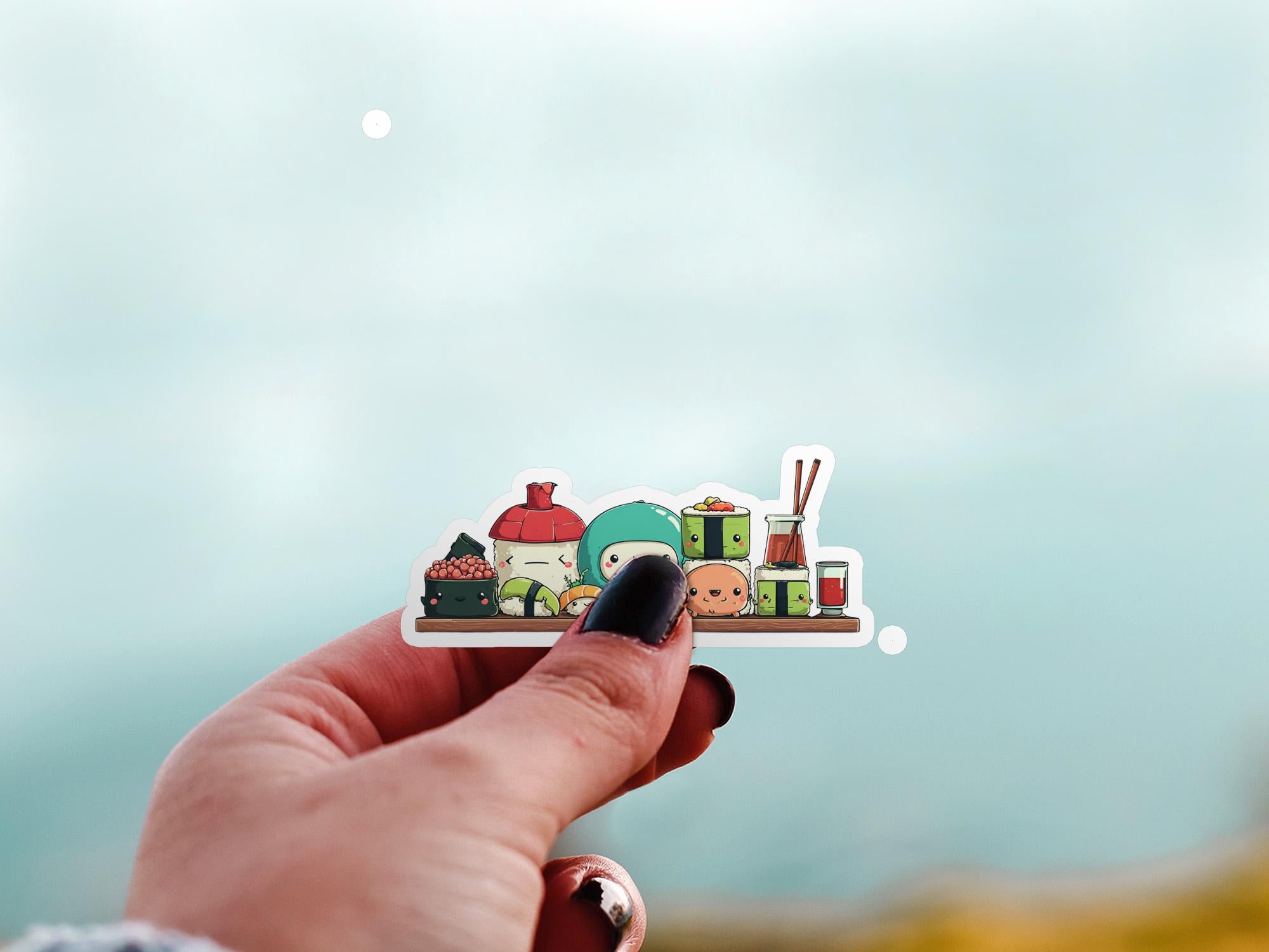 Kawaii Sushi Sticker: Waterproof Vinyl Decal for Laptop & Tumbler