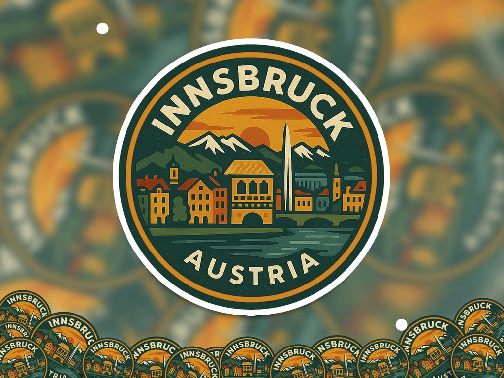 Innsbruck Austria Sticker Kiss-Cut Vinyl, Waterproof Decal, Retro Travel Lover Collection