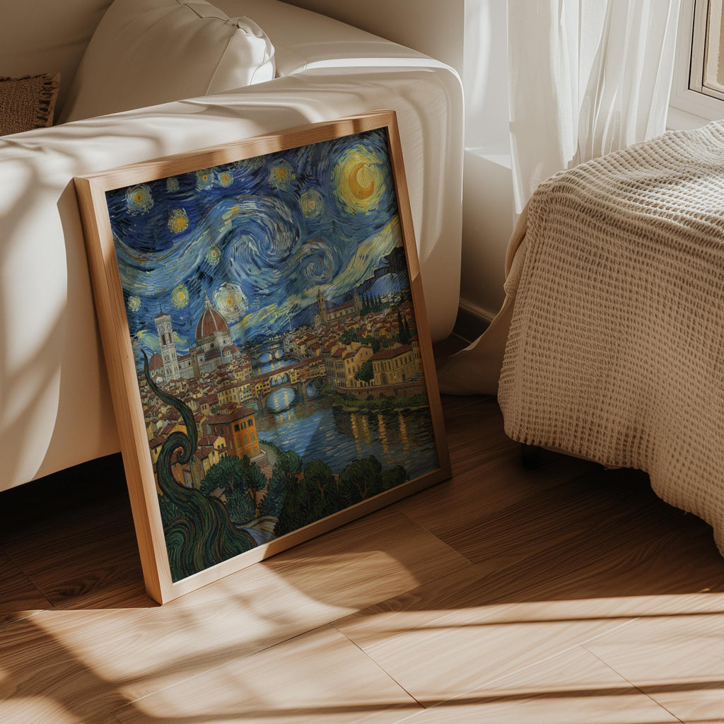 Florence Italy Starry Night Wall Art, Van Gogh Print, Travel Gift Home Decor