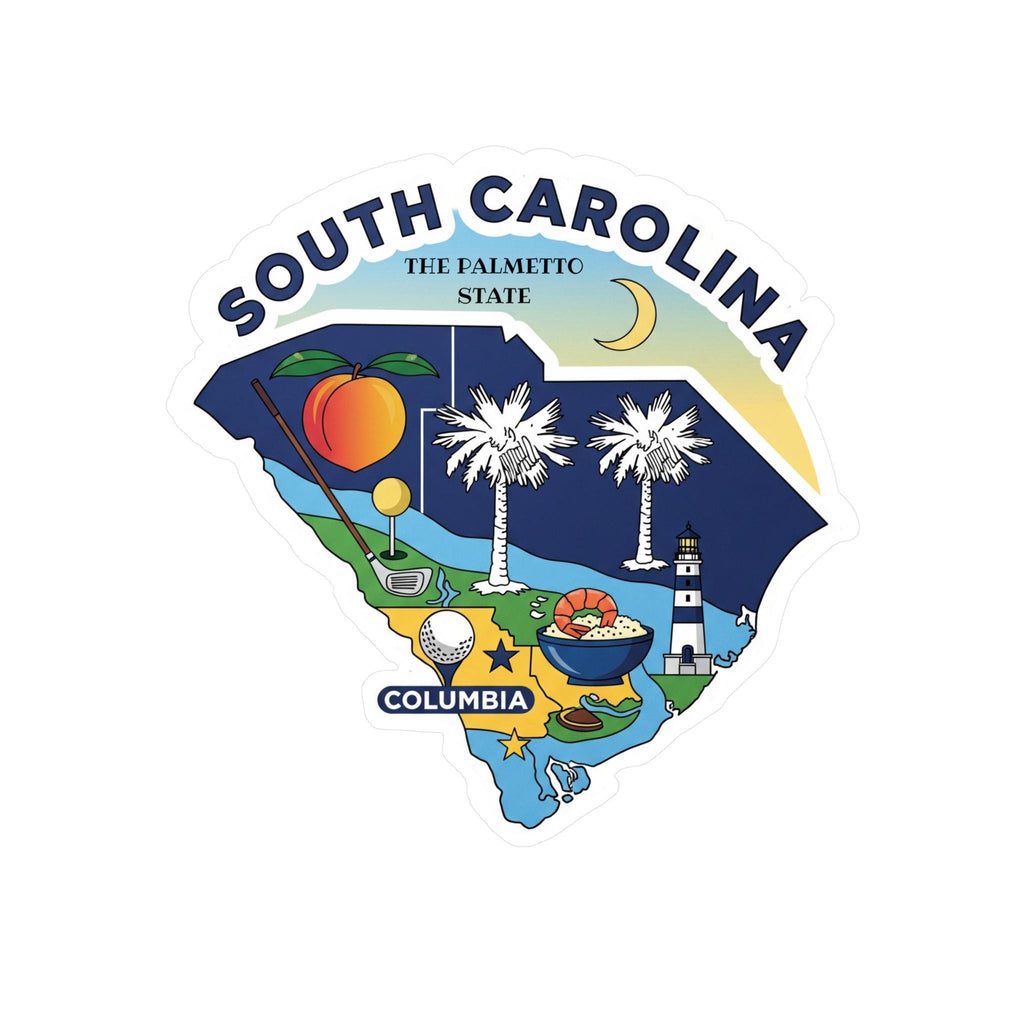South Carolina State Sticker, USA Kiss-Cut Vinyl, Landmark Waterproof Decal, United States Travel Collection