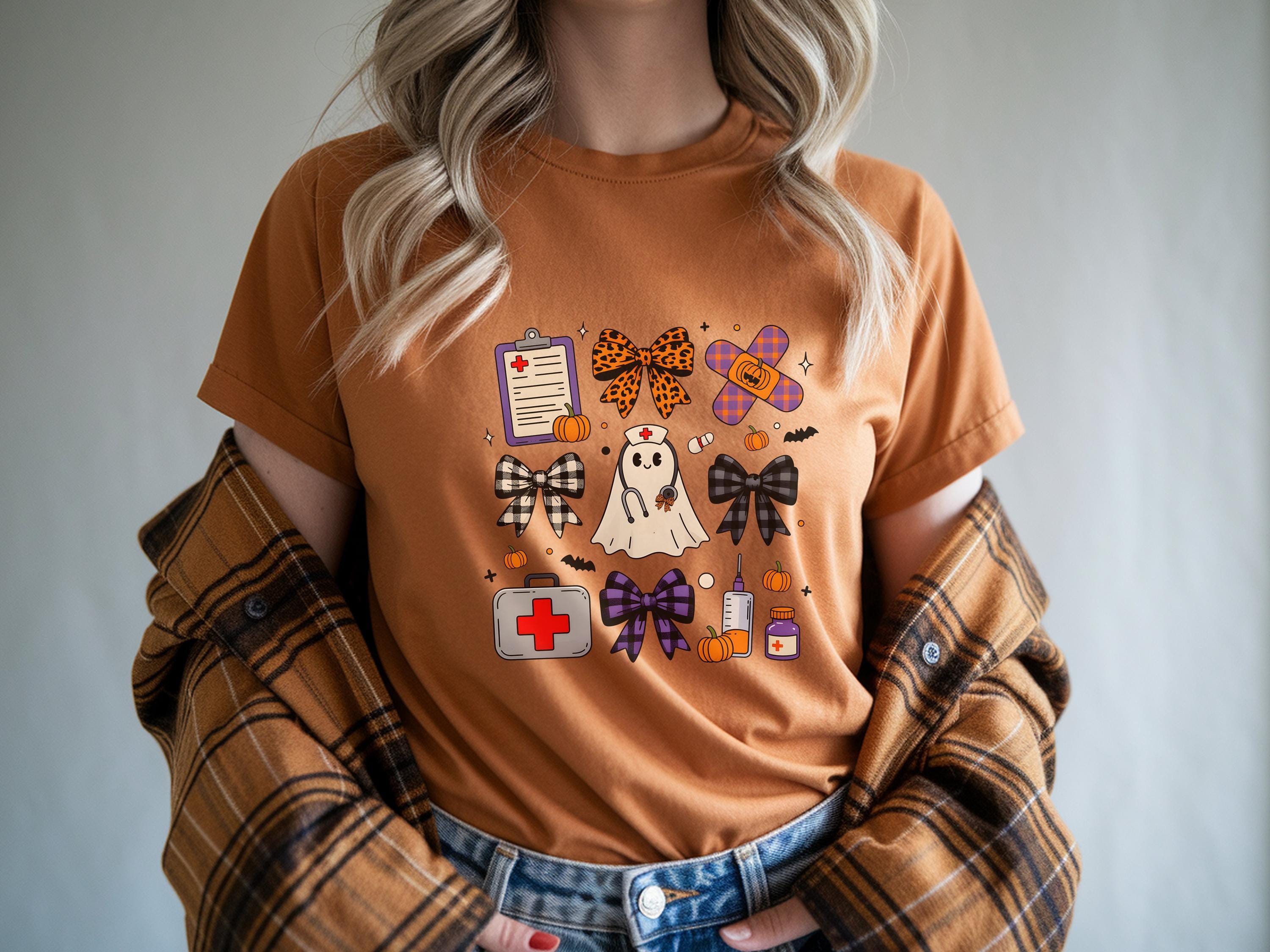 Cute Ghost Halloween Nurse Sweatshirt, Gift for Nurse, Medical crew, Spooky Ghost Nurse, Halloween Hoodie, Nurse Costume Gift