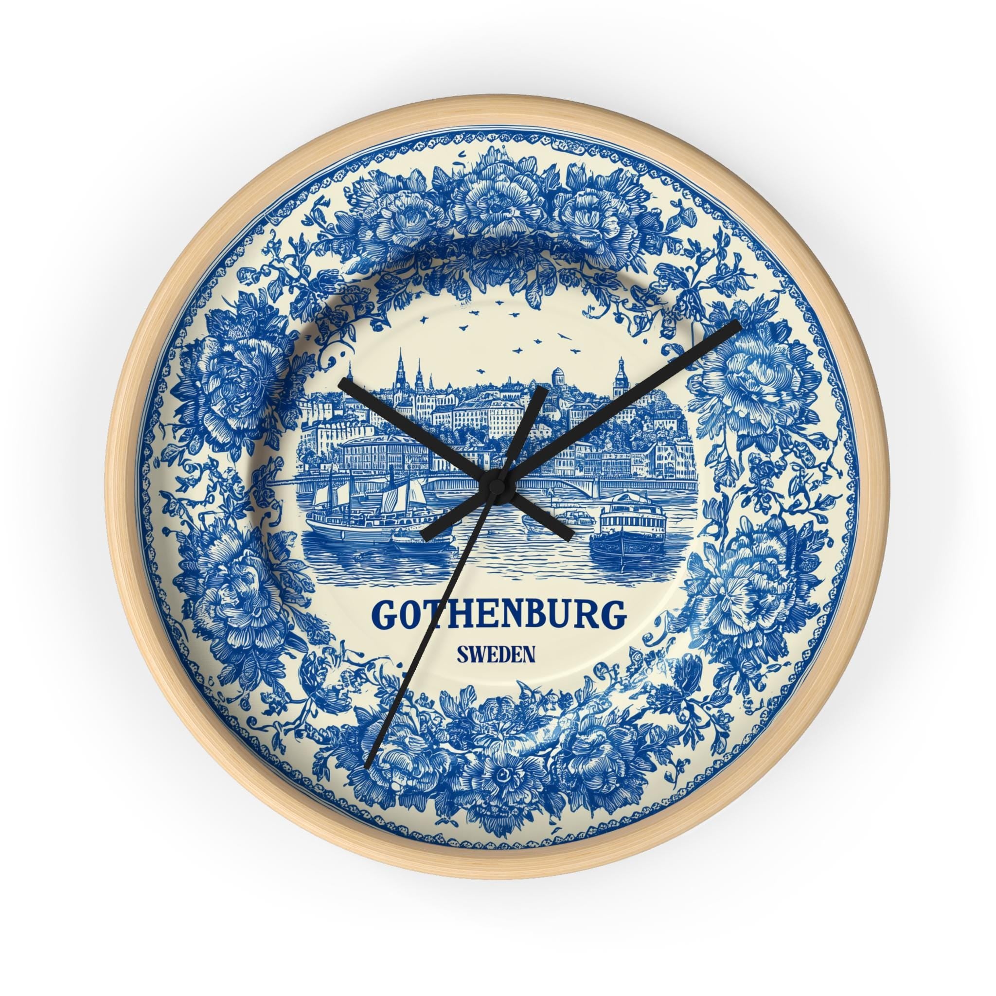 Gothenburg Sweden Wall Clock, Delf style Home Decor, Vintage City Travel Keepsake Art