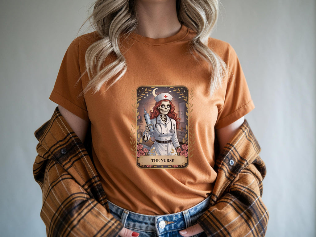 Skeleton Nurse Graphic Shirt for halloween, Spooky Nurse Tee, Halloween RN Sweatshirt, Halloween Shirt Gift for nurse
