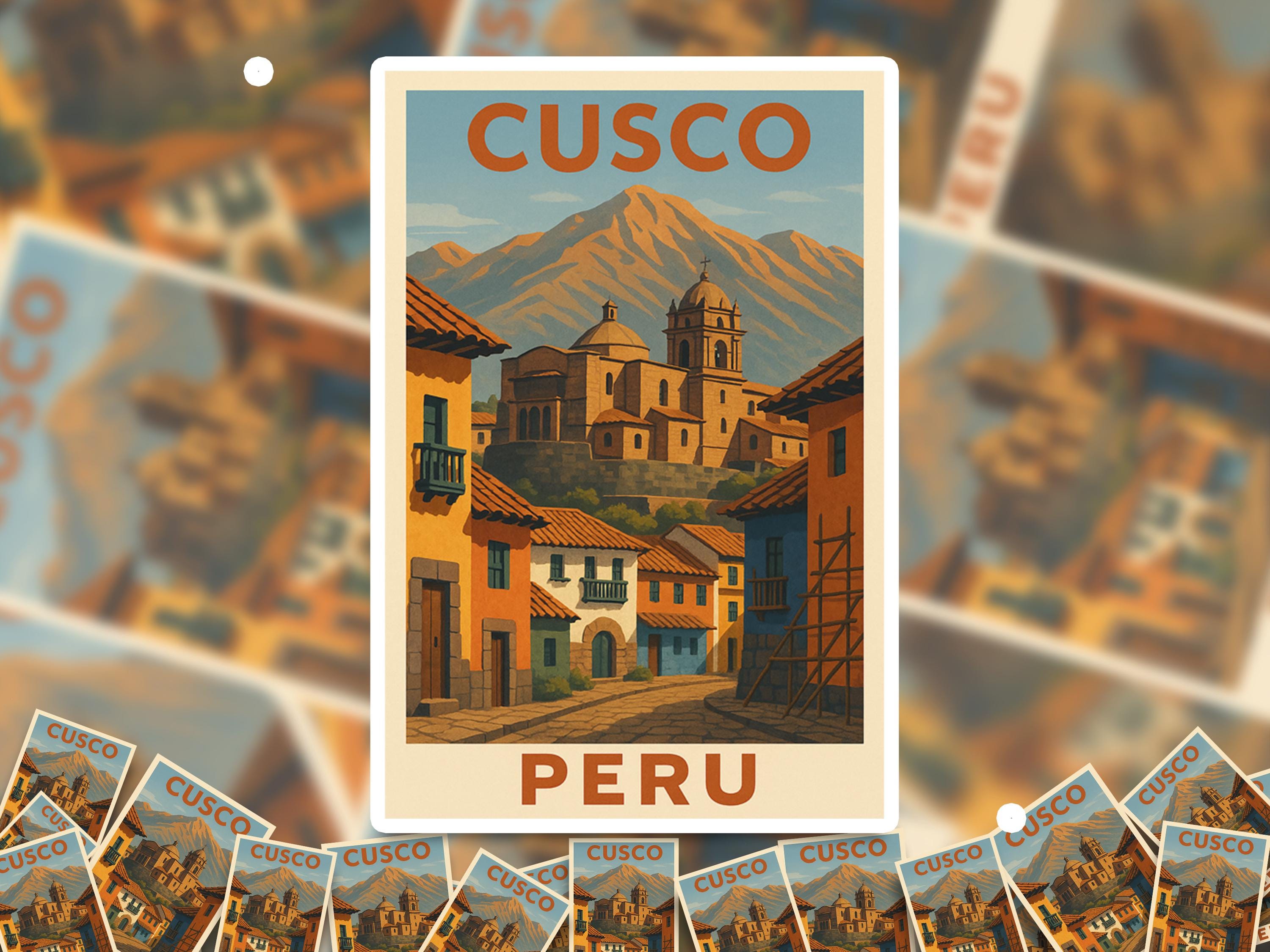 Cusco Peru Sticker, Vintage City Vinyl Decal, Retro Travel Lover Collection, Journal Scrapbook