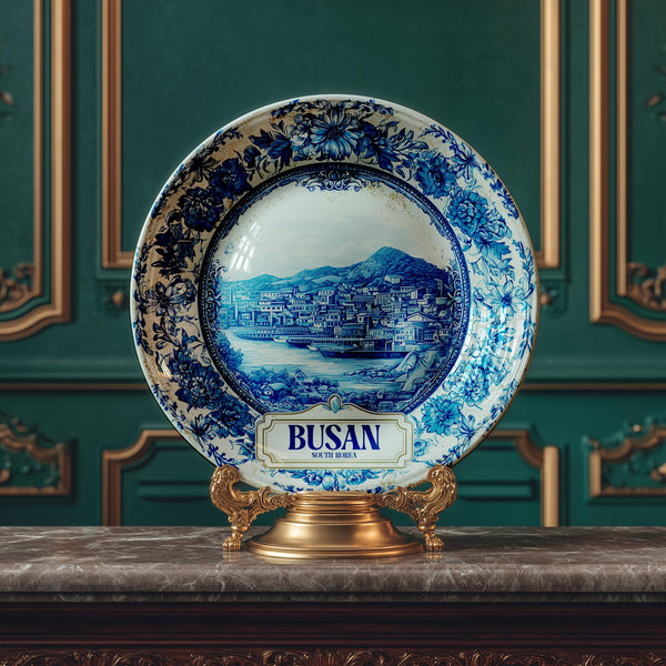Busan Decorative Plate, Delft Vintage Home Decor Personalized Gift Travel Housewarming Korean