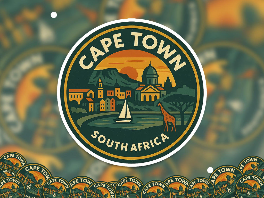 Cape Town South Africa Sticker Kiss-Cut Vinyl, Waterproof Decal, Retro Travel Lover Collection