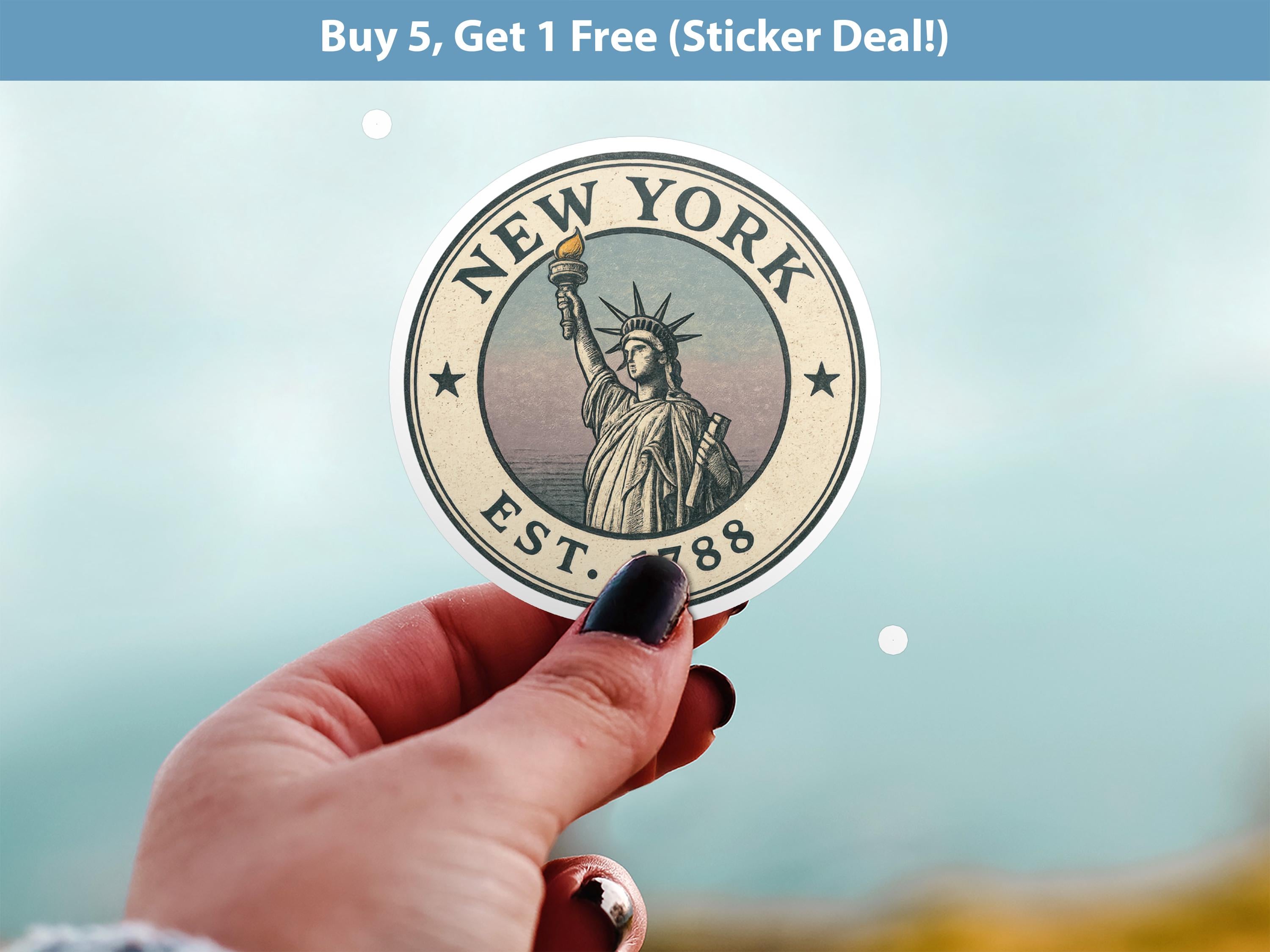 New York Sticker, Vintage US States Retro Decal, Waterproof Retro Travel Collection for Laptop Tumbler