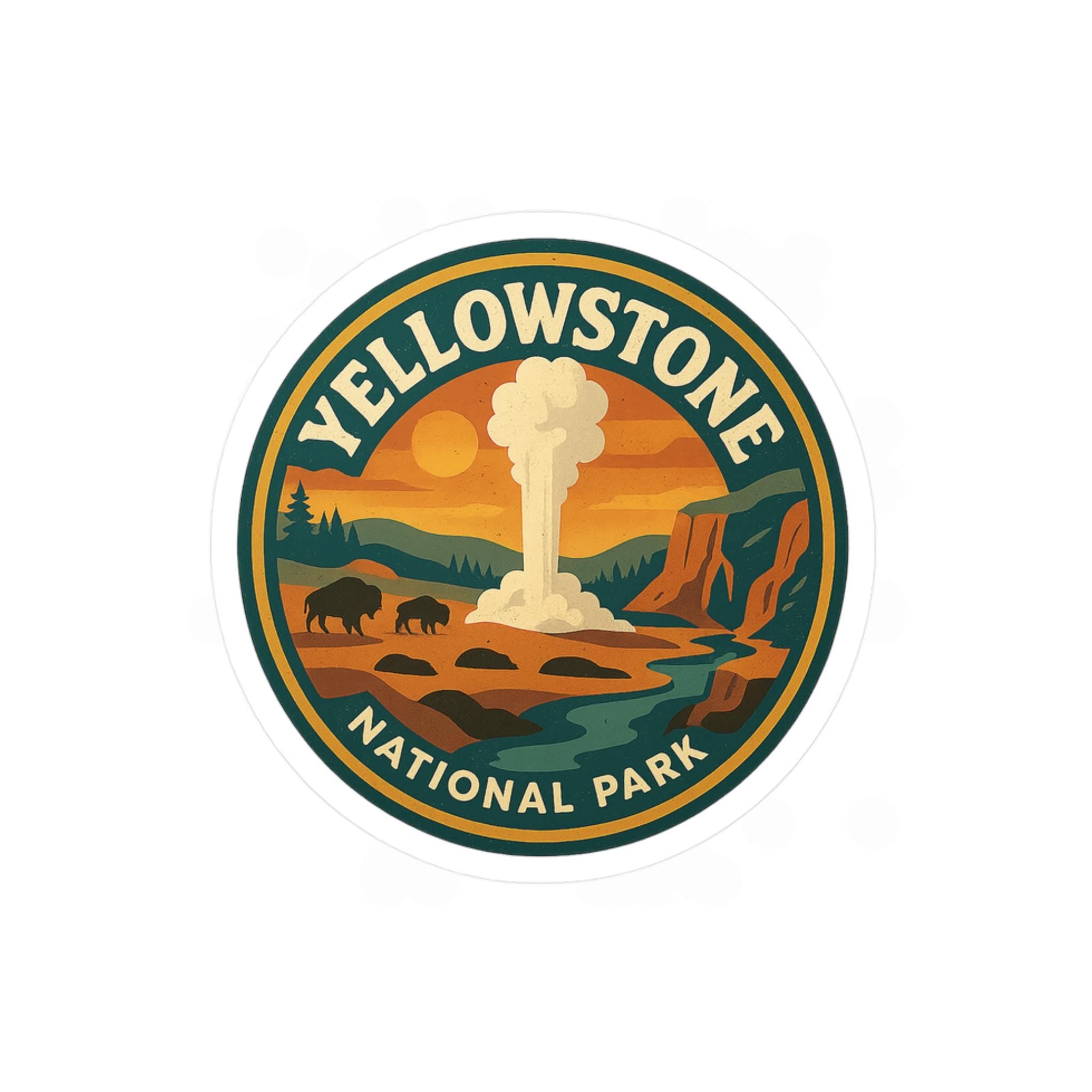 Yellowstone National Park Sticker Kiss-Cut Vinyl, Waterproof Decal, Retro Travel Lover Collection