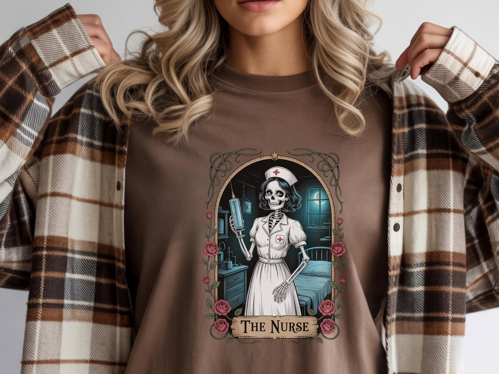 Witchy Nurse Halloween Shirt: Spooky Skeleton RN, Gothic Medical Apparel