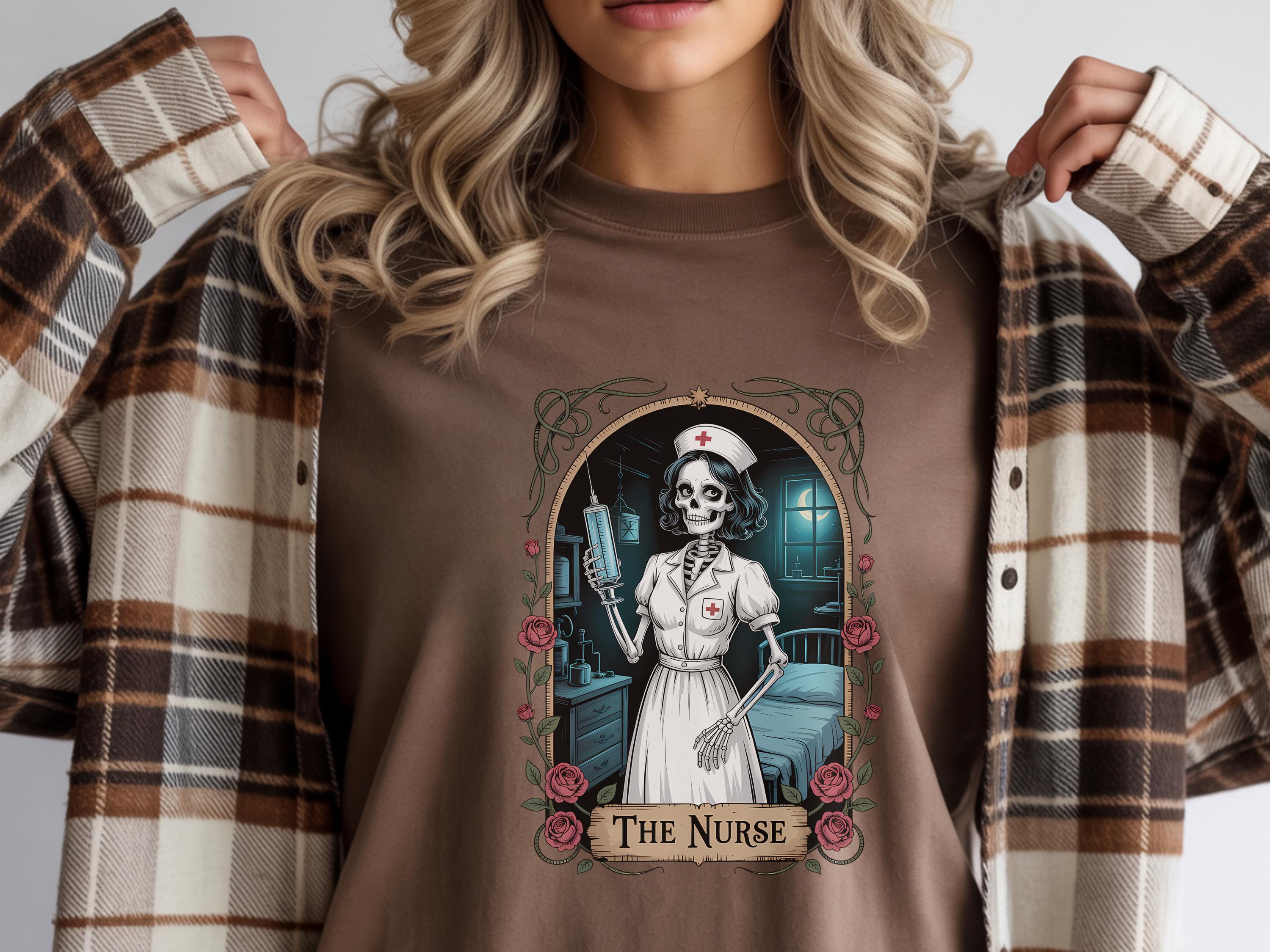 Witchy Nurse Halloween Shirt: Spooky Skeleton RN, Gothic Medical Apparel