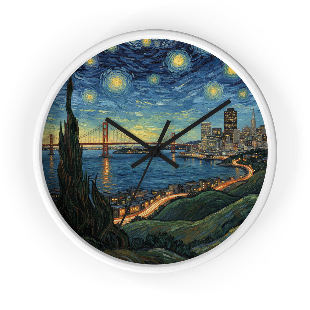 San Francisco California Wall Clock Vintage Van Gogh Starry Night Home Gift