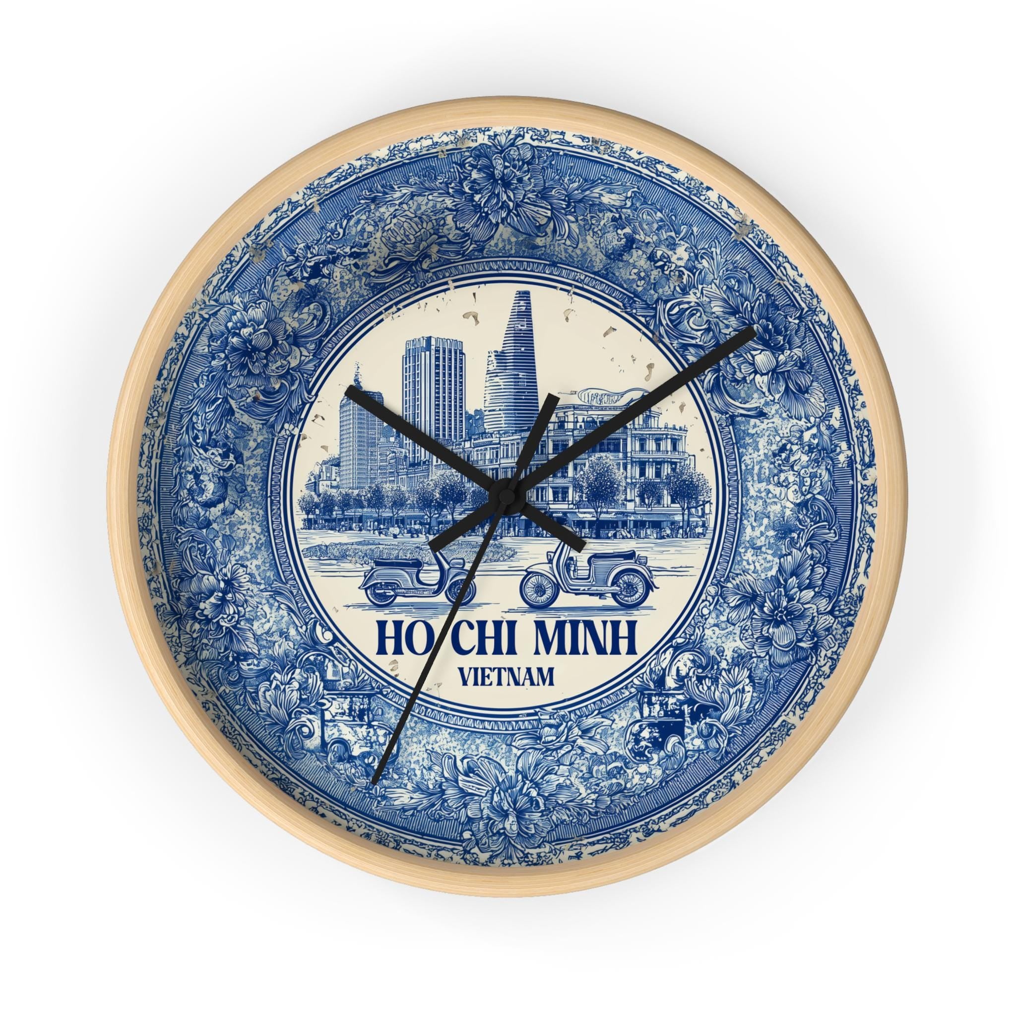 Ho Chi Minh City Vietnam Wall Clock, Delf style Home Decor, Vintage City Travel Keepsake Art