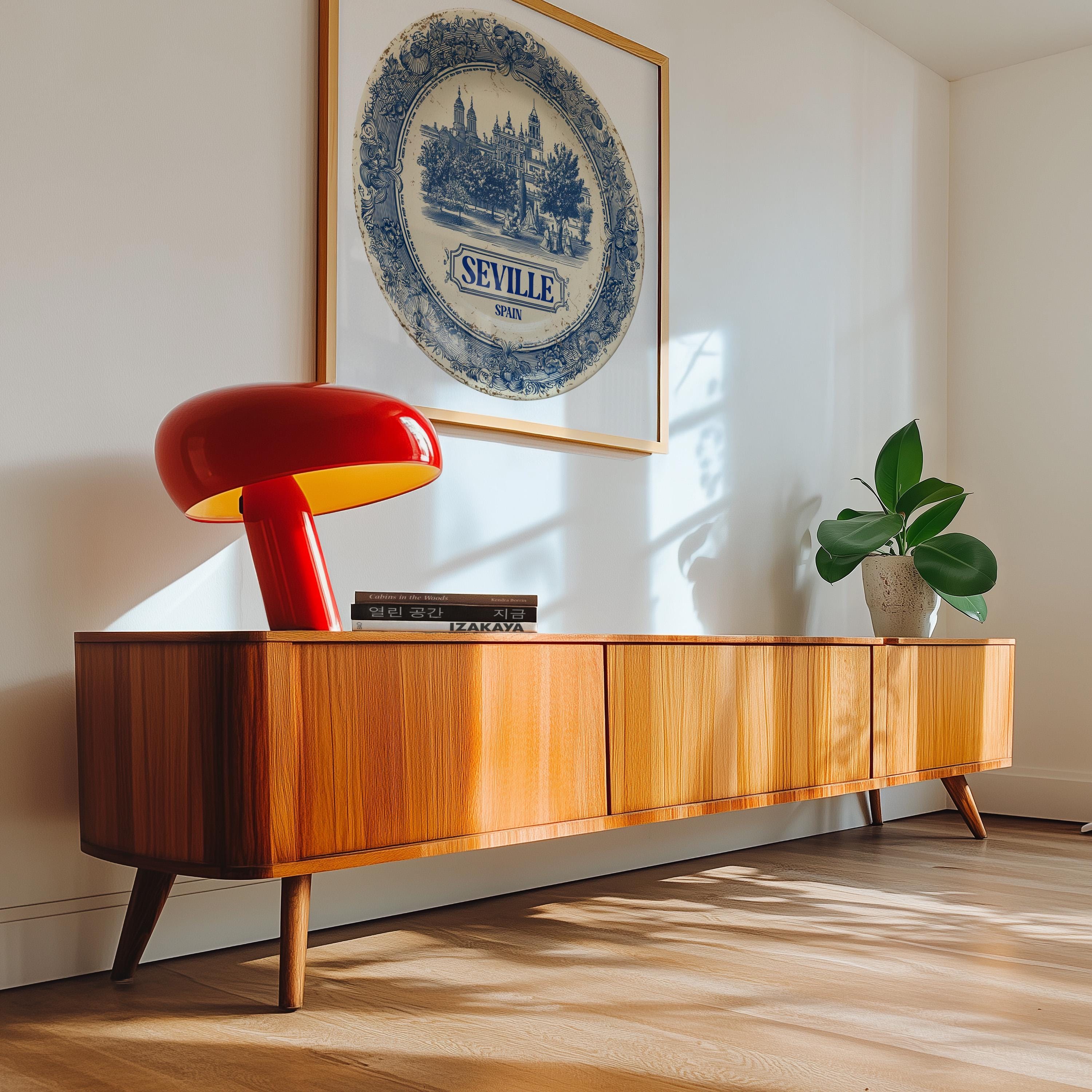 Seville Spain Wall Art, Vintage Delft Blue Poster, City Print, Travel Home Decor