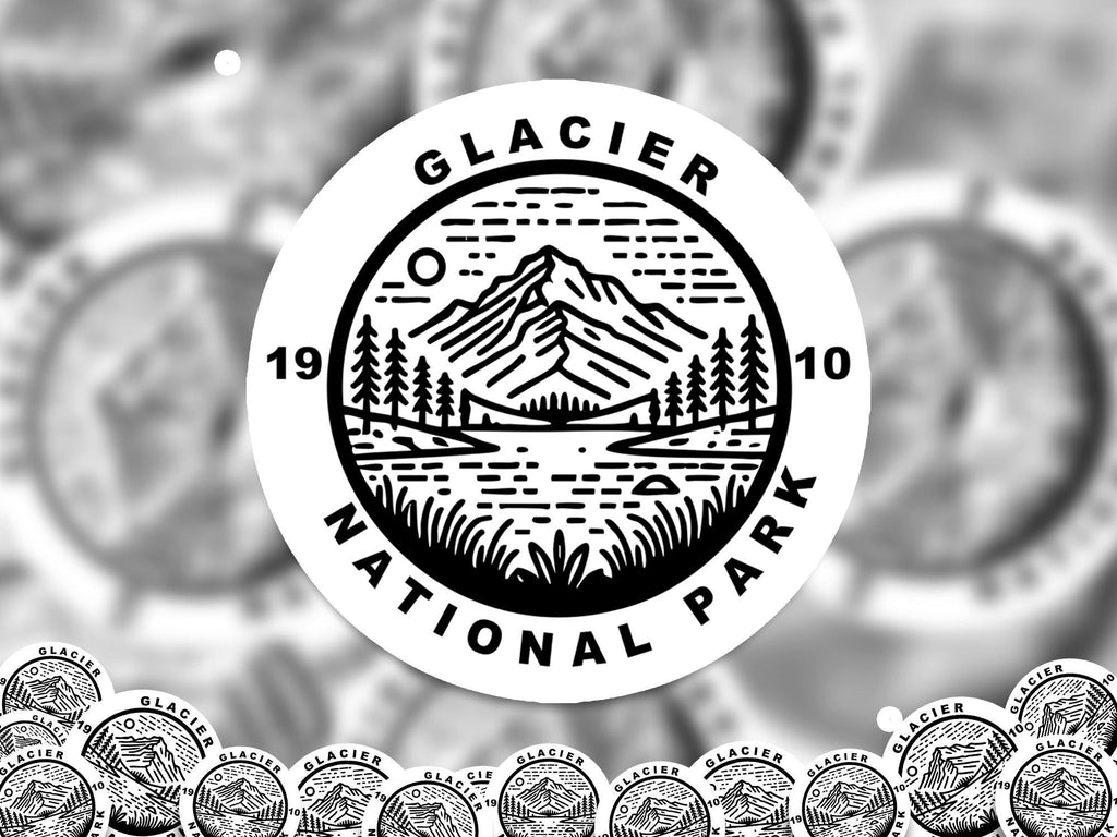 Glacier (2) National Park Sticker, Kiss-Cut Vinyl, Waterproof USA Decal Badge Collection