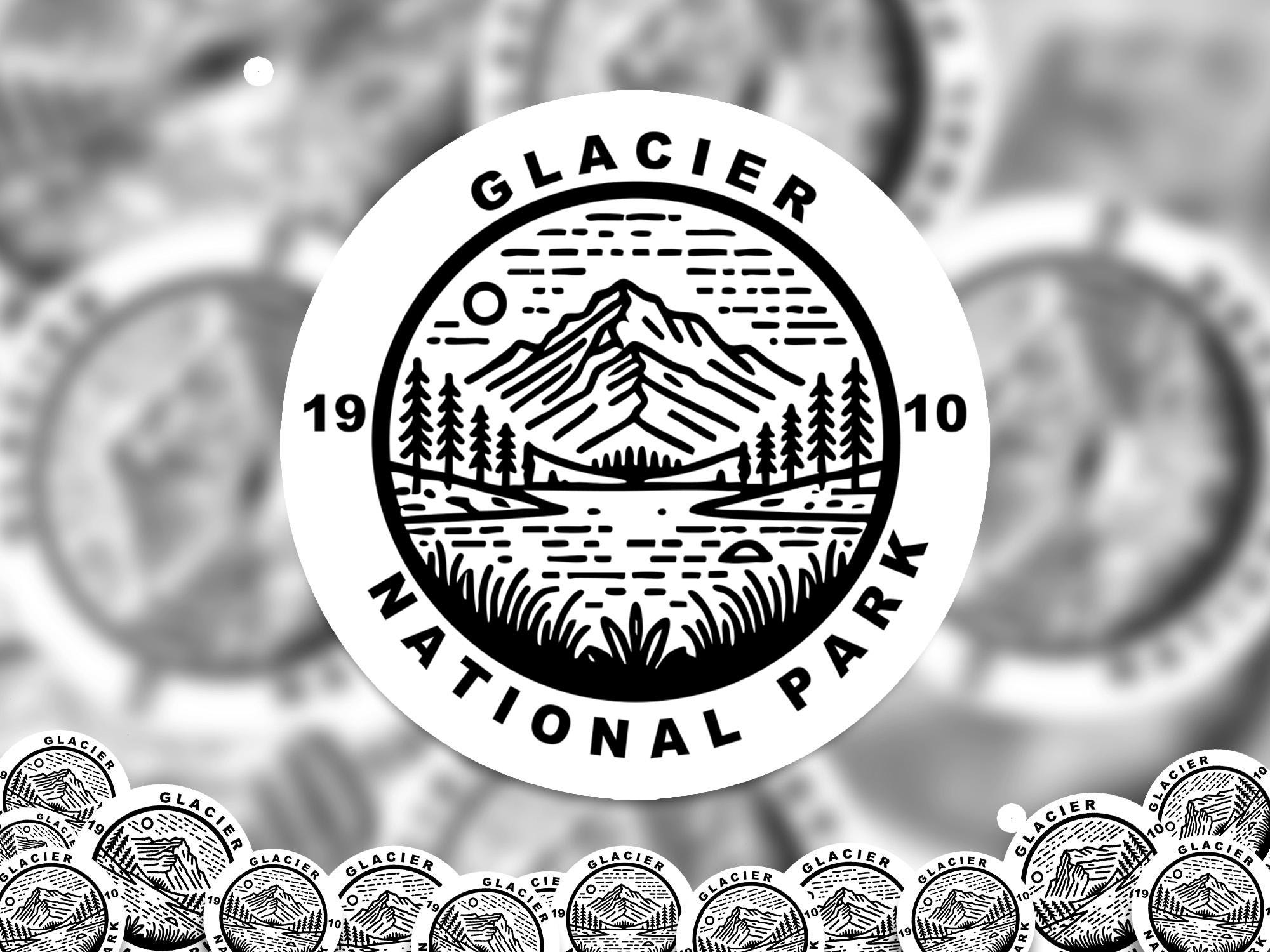 Glacier (2) National Park Sticker, Kiss-Cut Vinyl, Waterproof USA Decal Badge Collection
