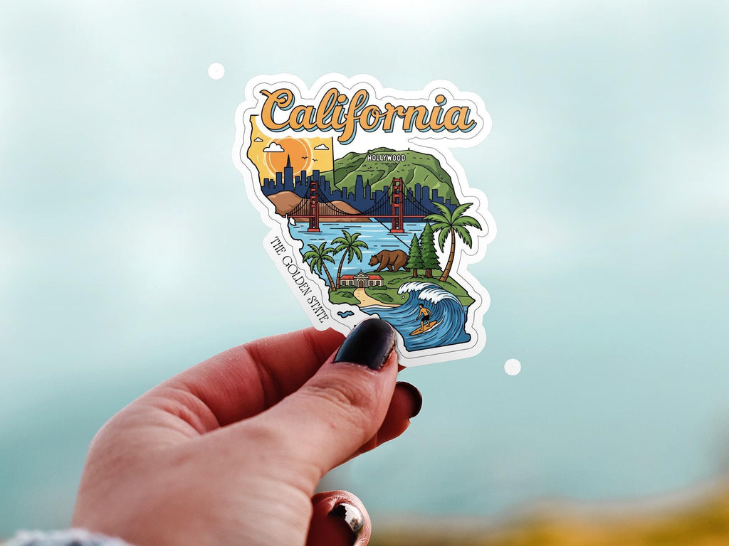 California State Sticker, USA Kiss-Cut Vinyl, Landmark Waterproof Decal, United States Travel Collection