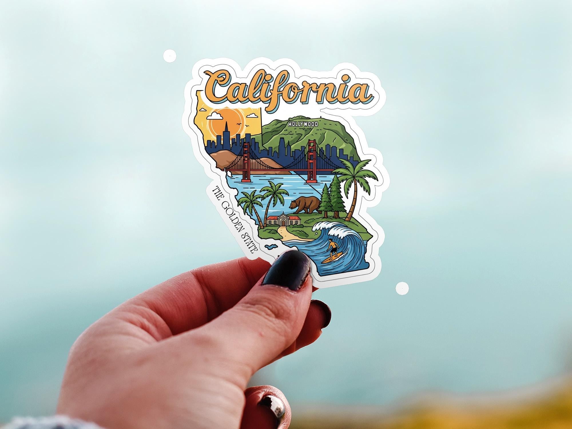 California State Sticker, USA Kiss-Cut Vinyl, Landmark Waterproof Decal, United States Travel Collection