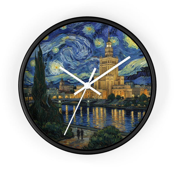 Warsaw Poland Wall Clock Vintage Van Gogh Starry Night Home Gift