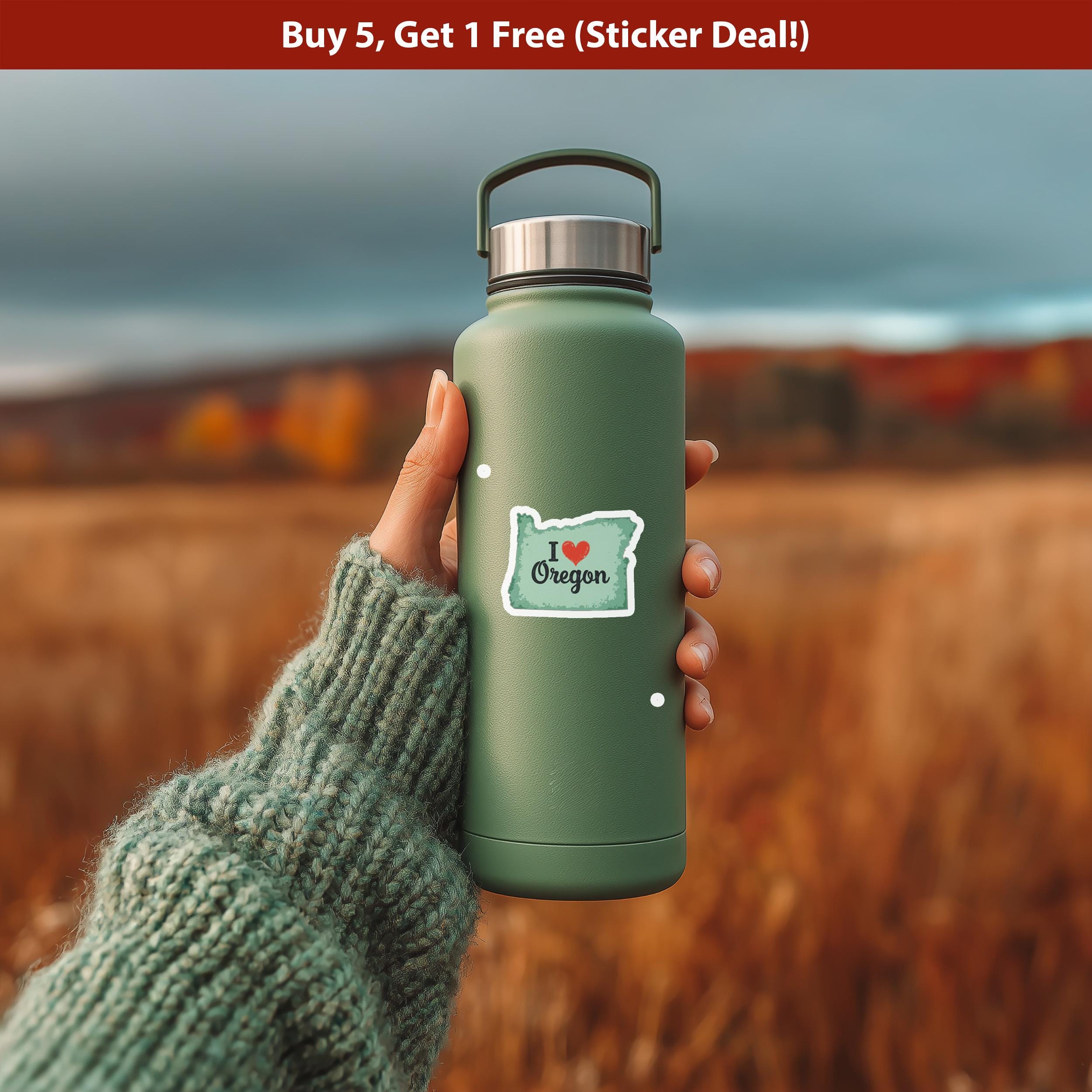 I love Oregon Sticker, Vintage US States Vinyl Decal, Waterproof Decal, Retro Travel Collection