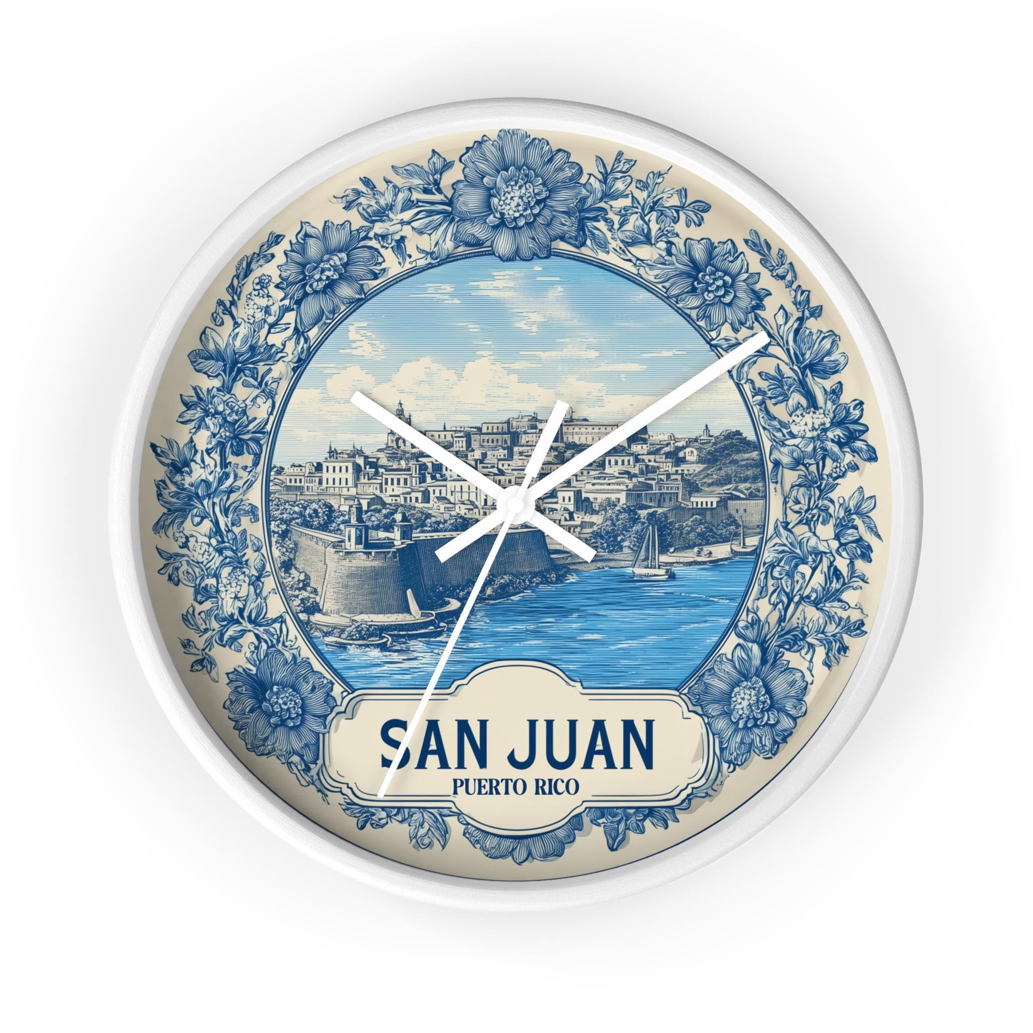 San Juan Puerto Rico Wall Clock, Delf style Home Decor, Vintage City Travel Keepsake Art