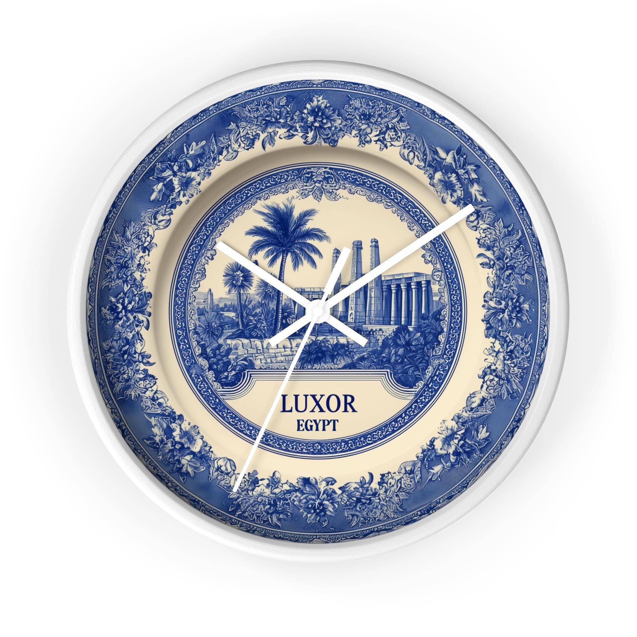 Luxor Egypt Wall Clock, Delf style Home Decor, Vintage City Travel Keepsake Art