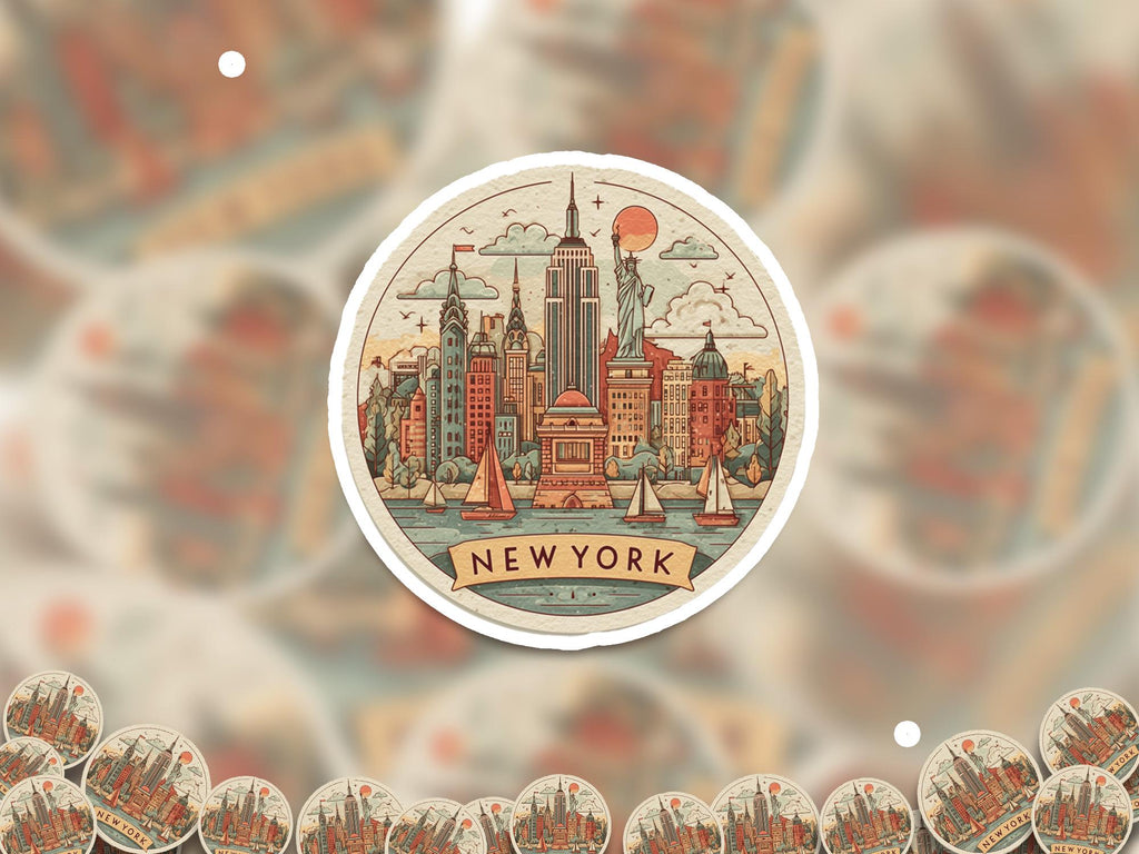 New York City Sticker: Round Vinyl Decal for Laptop, Phone, Tumbler