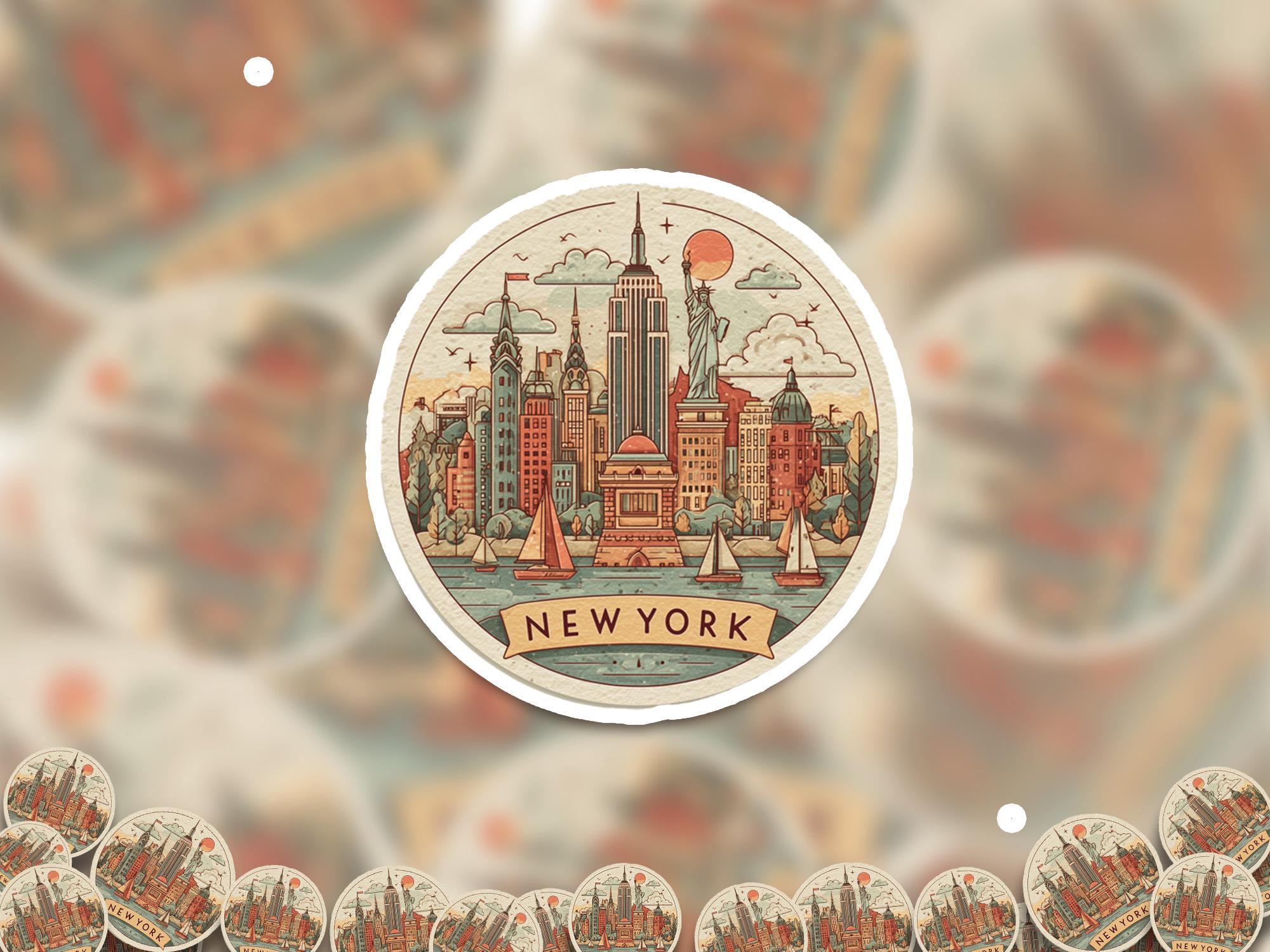 New York City Sticker: Round Vinyl Decal for Laptop, Phone, Tumbler