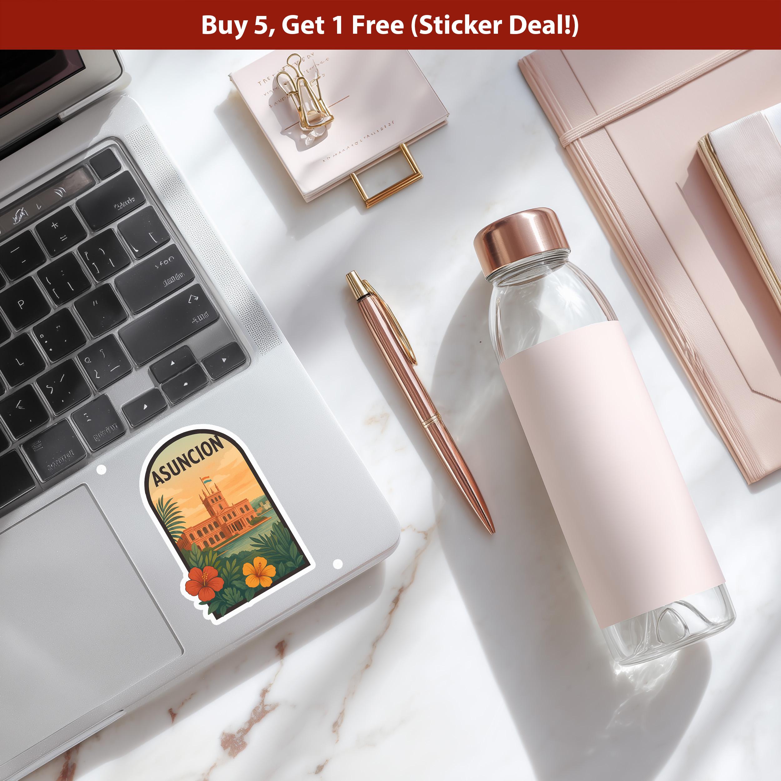 Asuncion Paraguay Sticker, Vintage City Vinyl Decal, Retro Travel Lover Collection, Journal Scrapbook