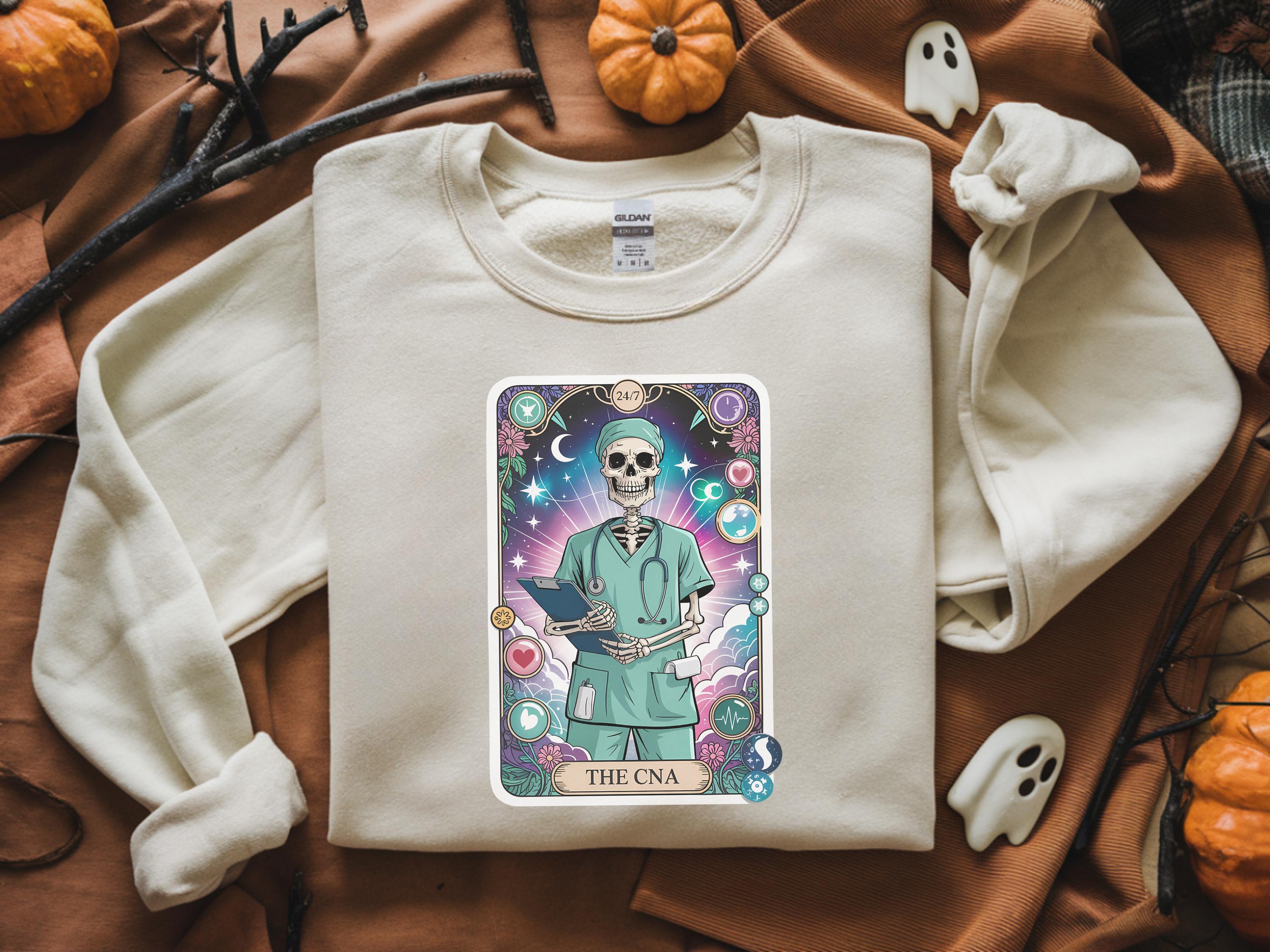 CNA Halloween Nurse SweatShirt, Skeleton Nurse Coffee Tee, Spooky Nurse Fall shirt, certified nurse assistant, Spooky Gift for nurse