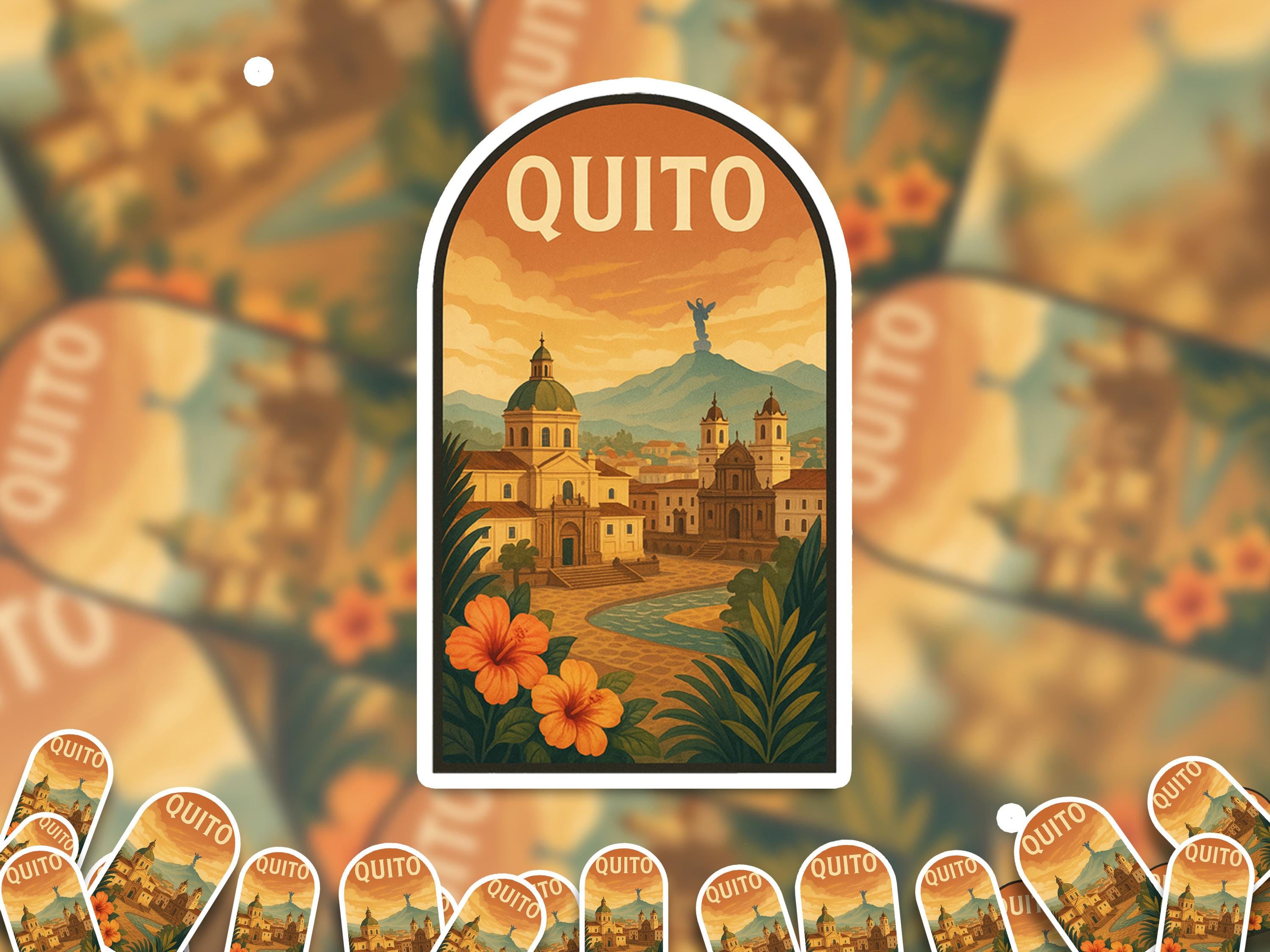 Quito Ecuador Sticker, Vintage City Vinyl Decal, Retro Travel Lover Collection, Journal Scrapbook