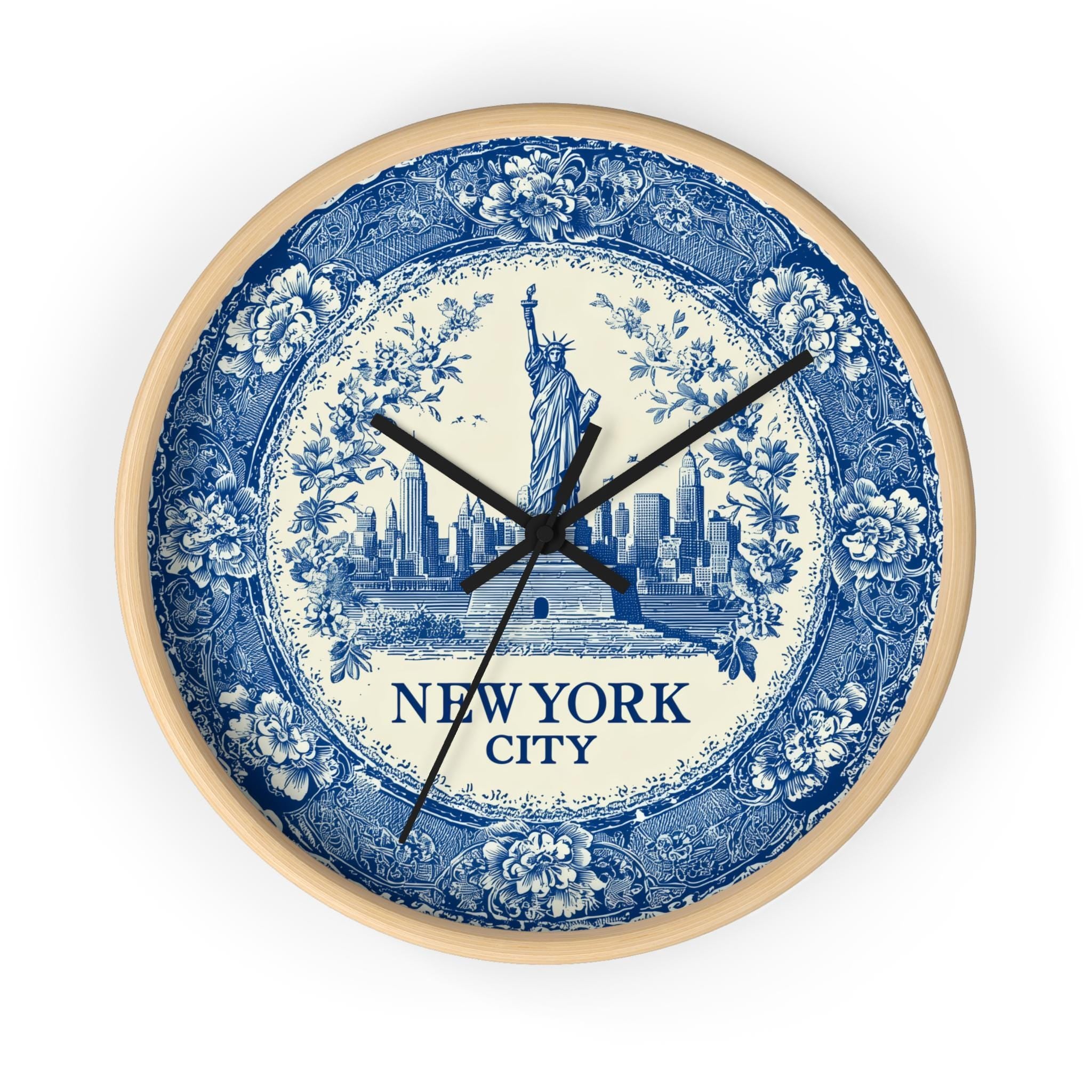 New York City Wall Clock, Delf style Home Decor, Vintage City Travel Keepsake Art