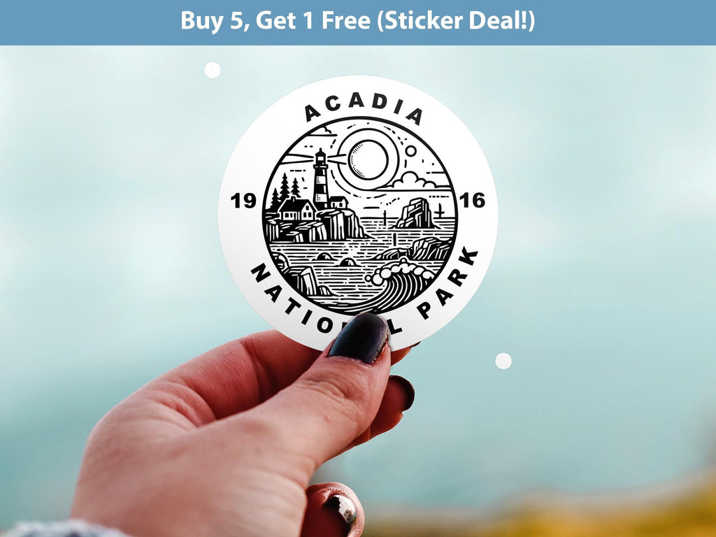 Acadia National Park Sticker, Kiss-Cut Vinyl, Waterproof USA Decal Badge Collection