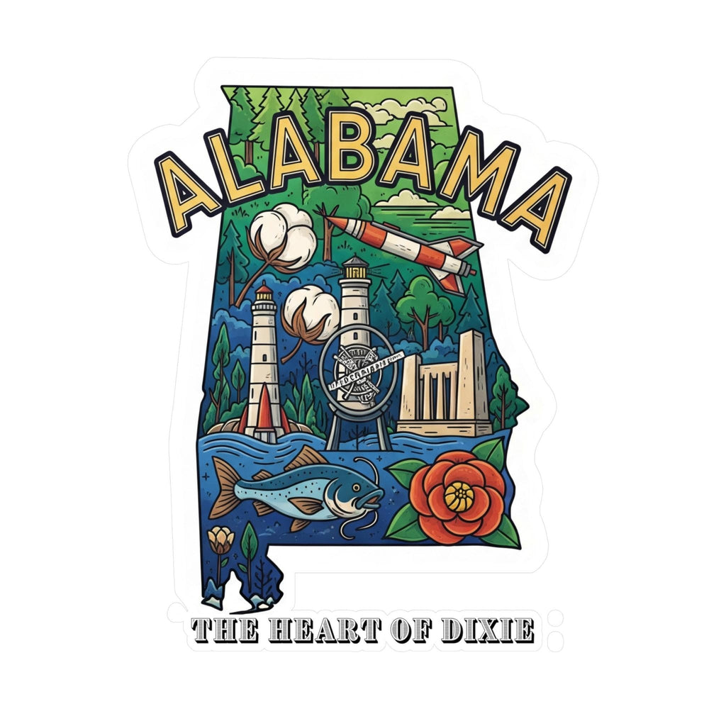 Alabama State Sticker, USA Kiss-Cut Vinyl, Landmark Waterproof Decal, United States Travel Collection
