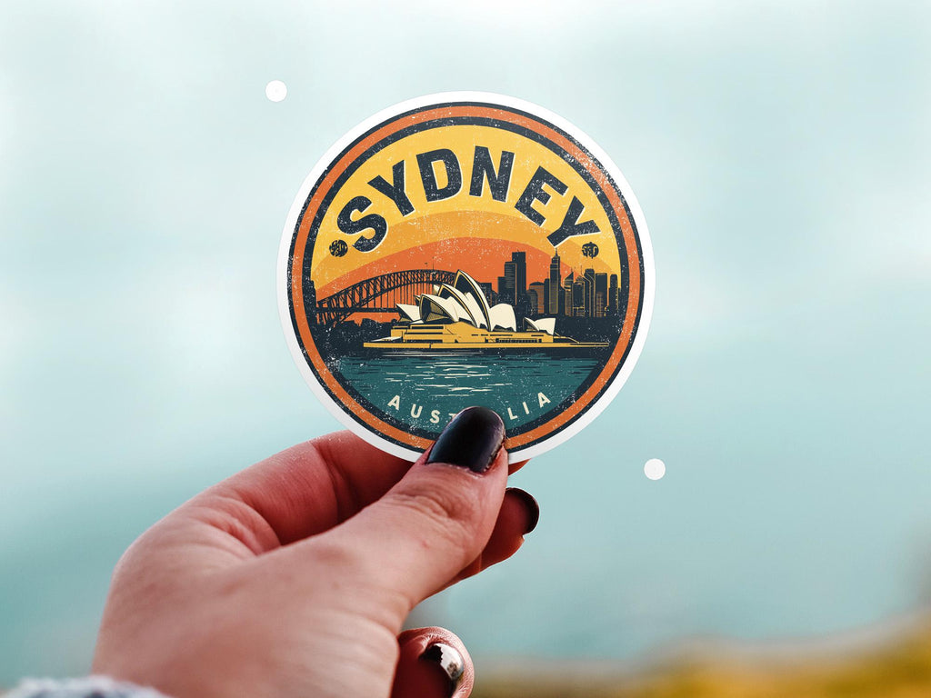 Sydney Vintage Kiss-Cut Vinyl, Waterproof Decal, Retro Travel Lover Collection