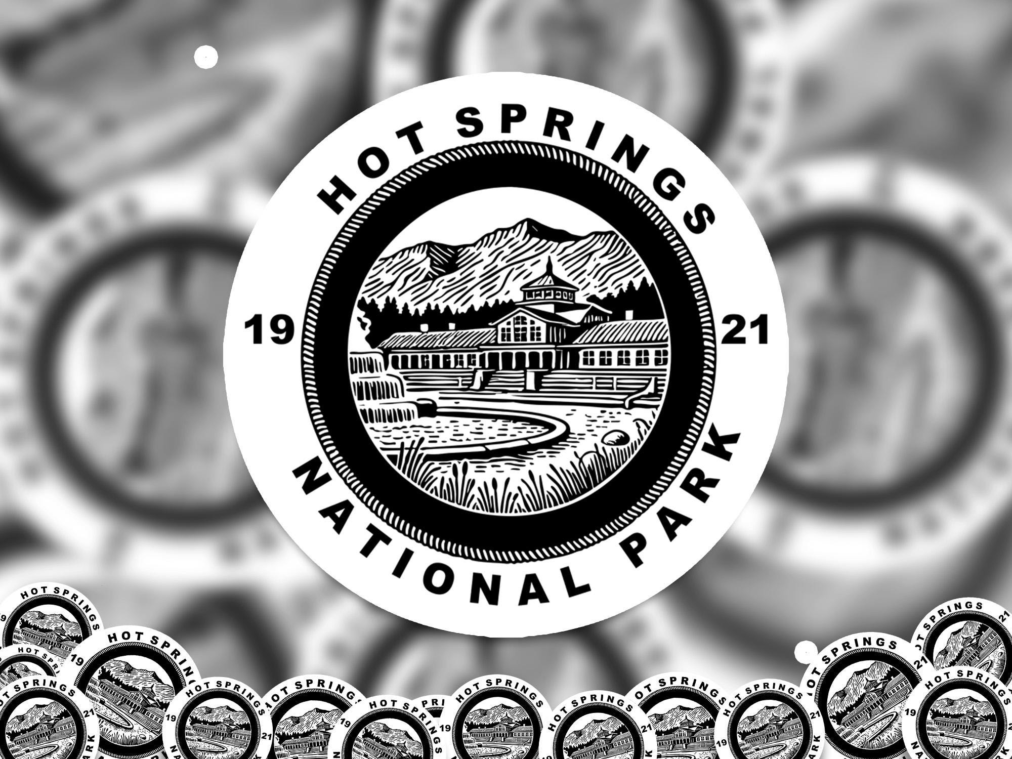 Hot Springs National Park Sticker, Kiss-Cut Vinyl, Waterproof USA Decal Badge Collection