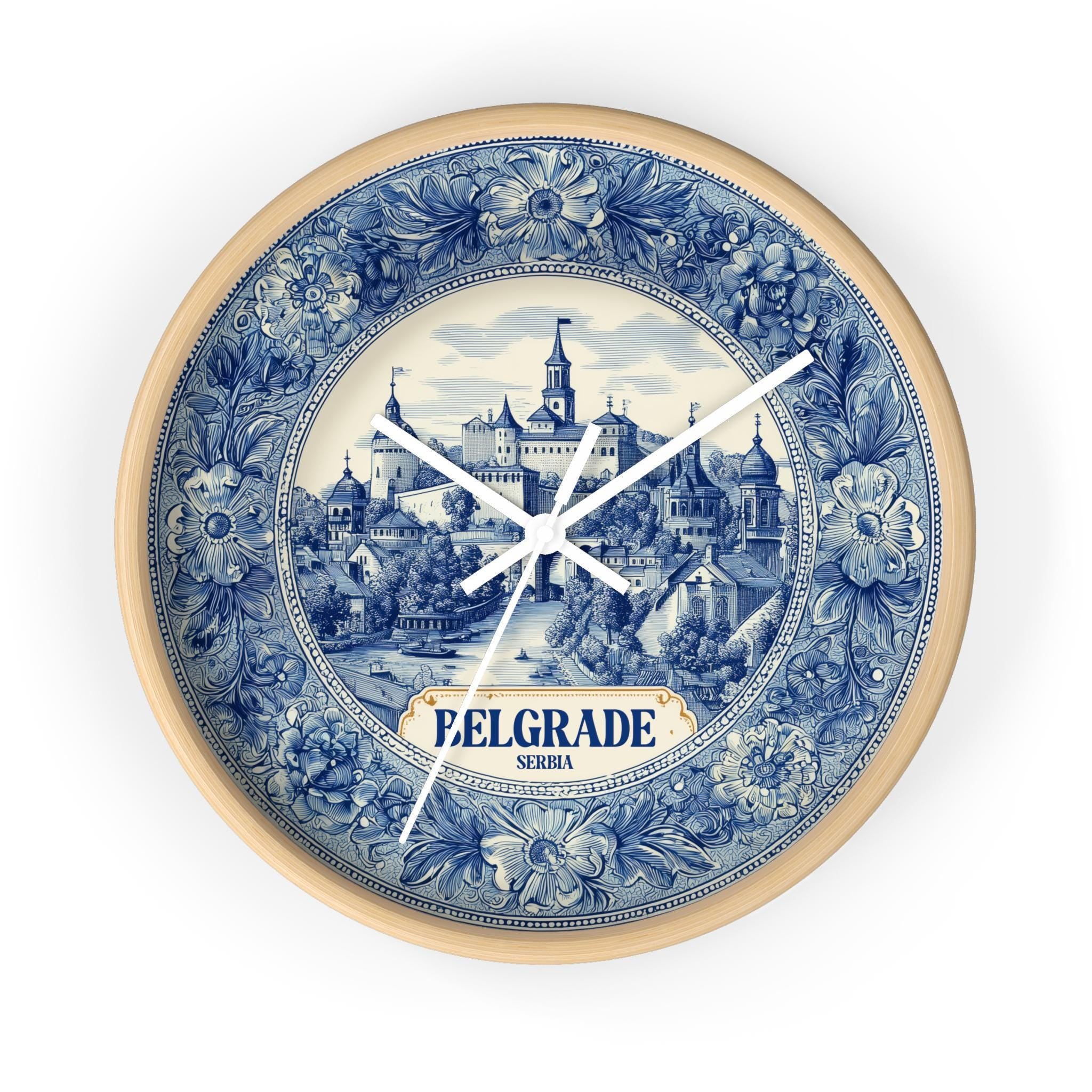 Belgrade Serbia Wall Clock, Delf style Home Decor, Vintage City Travel Keepsake Art