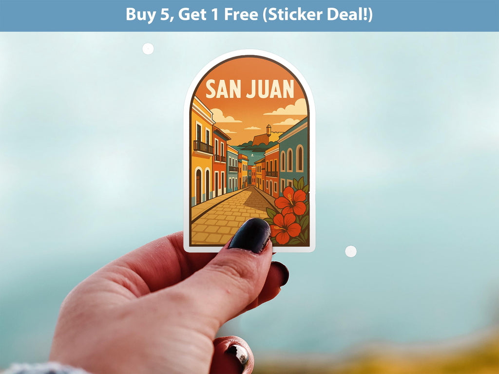 San Juan Puerto Rico Sticker, Vintage City Vinyl Decal, Retro Travel Lover Collection, Journal Scrapbook