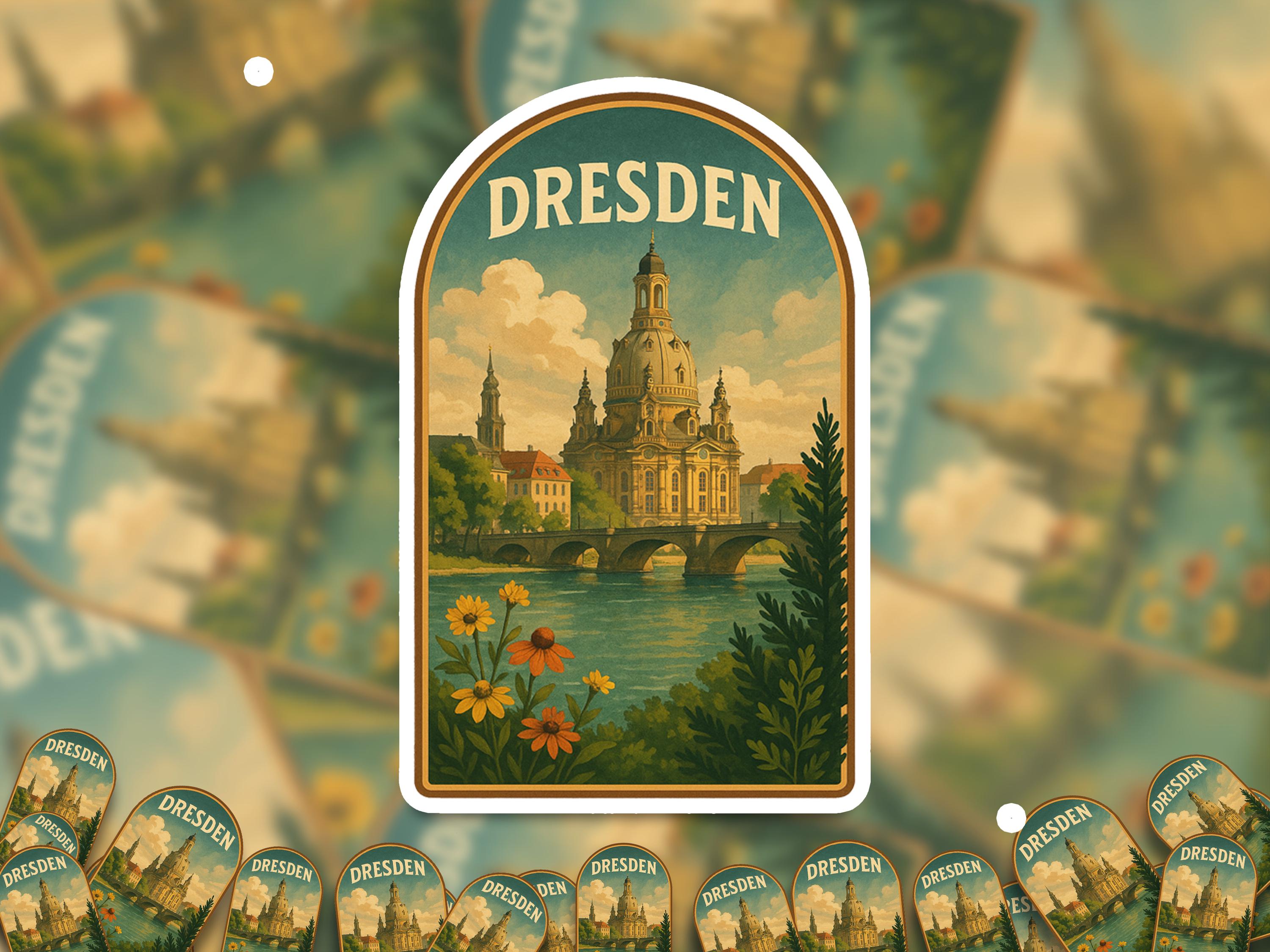 Dresden Germany Sticker, Vintage City Vinyl Decal, Retro Travel Lover Collection, Journal Scrapbook