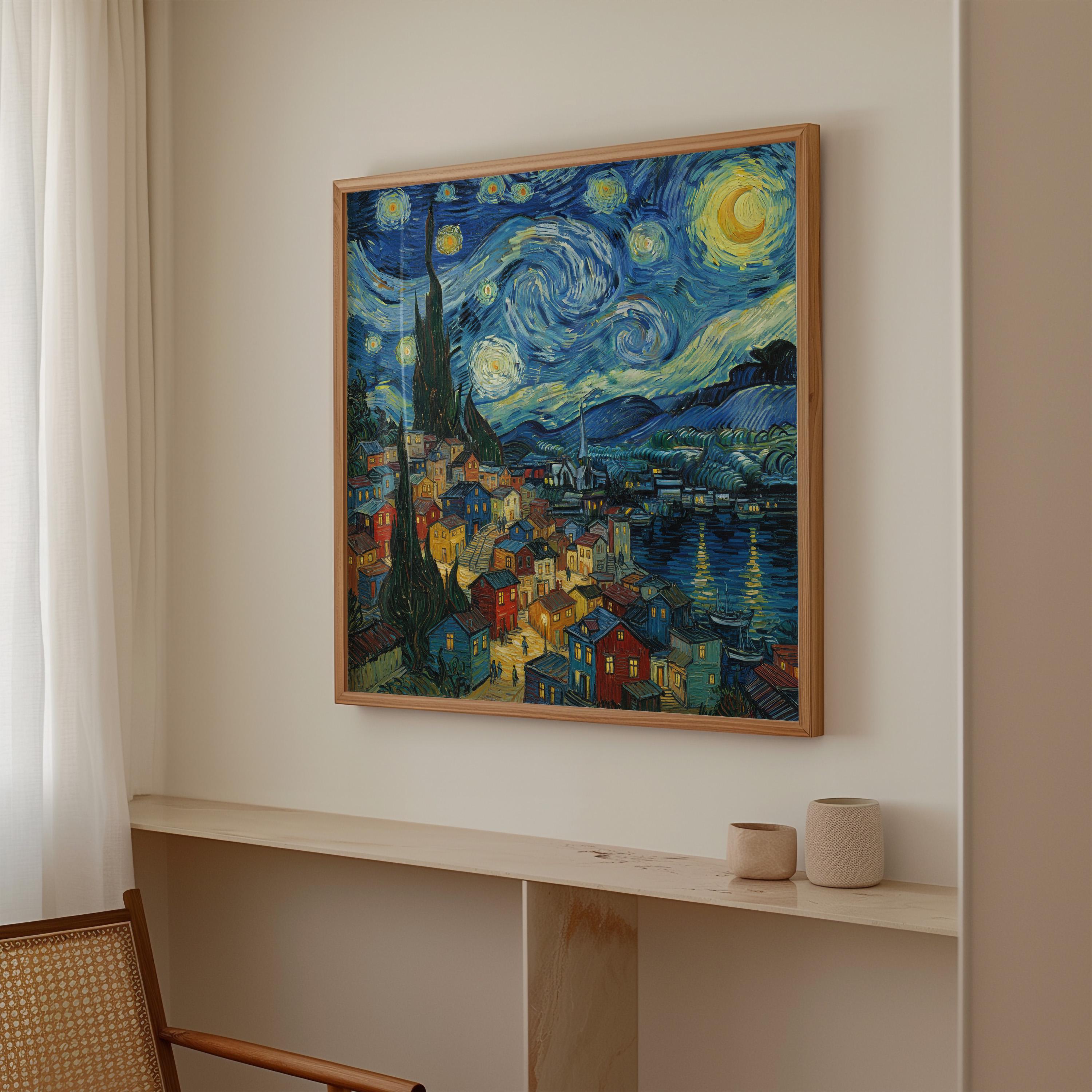 Valparaiso Chile Starry Night Wall Art, Van Gogh Print, Travel Gift Home Decor