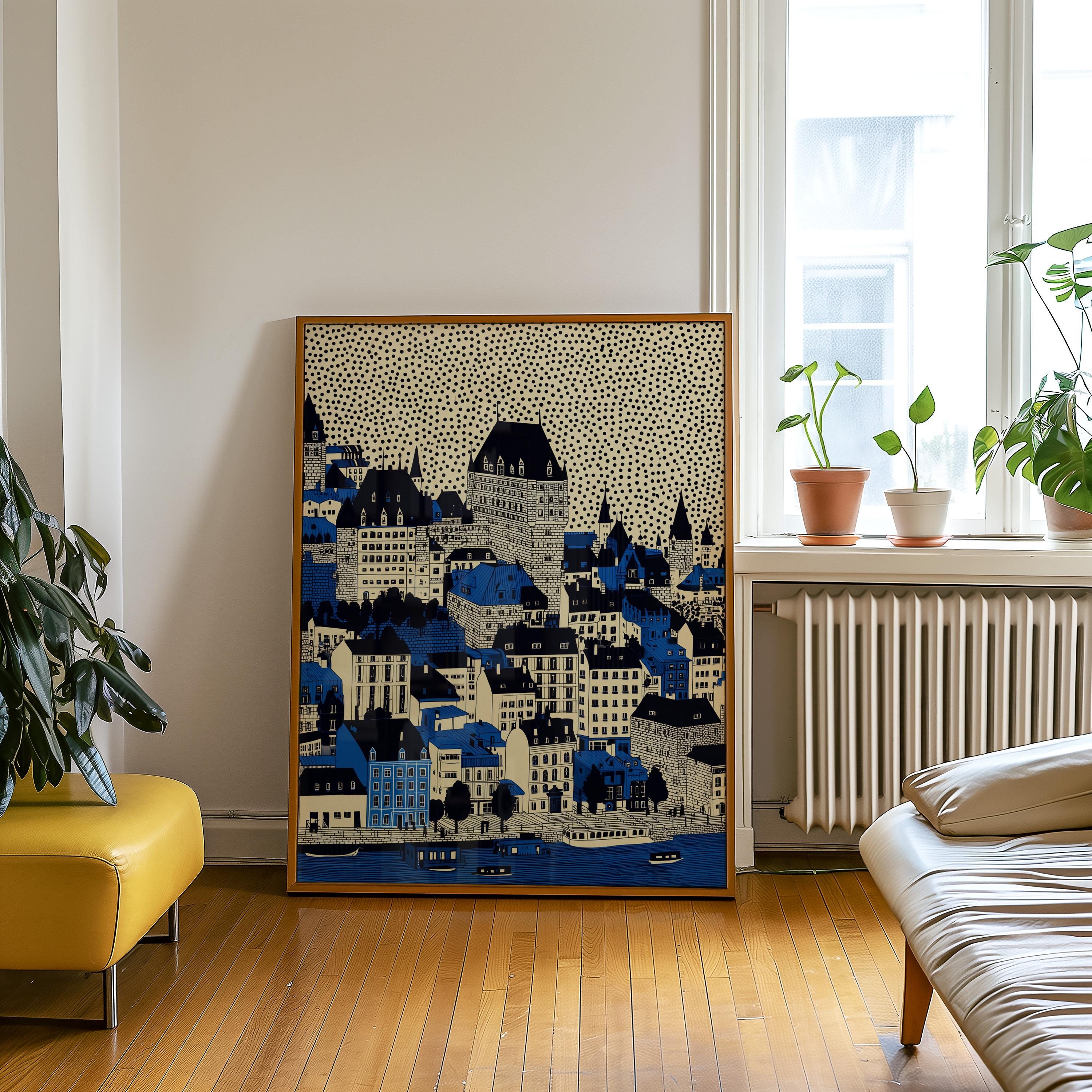 Quebec Wall Art Print, Pop Art Modern Large Size Poster Travel Gift Canvas Canada